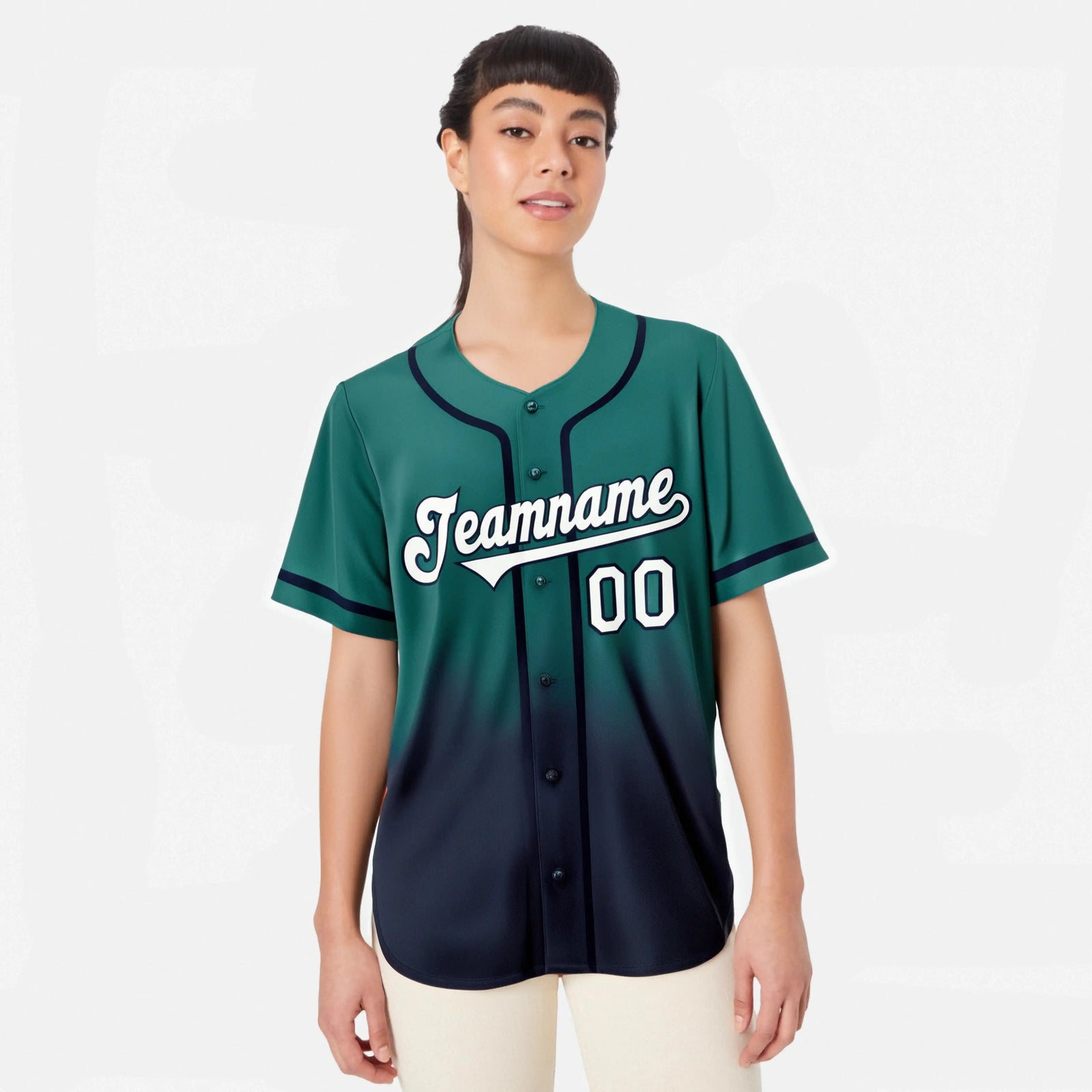 Custom Aqua Navy-White Authentic Fade Fashion Baseball Jersey