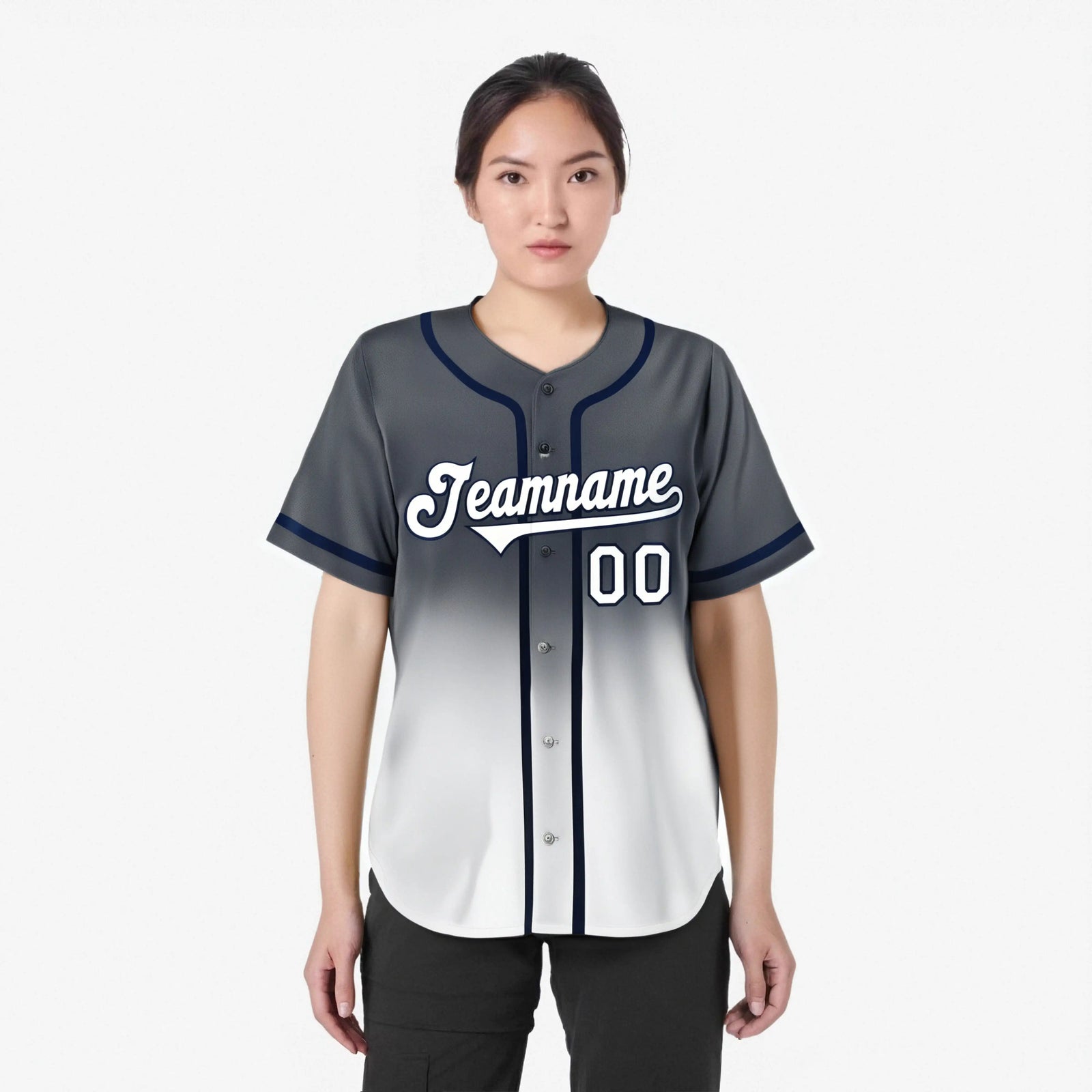 Custom Dark Gray White Authentic Fade Fashion Baseball Jersey