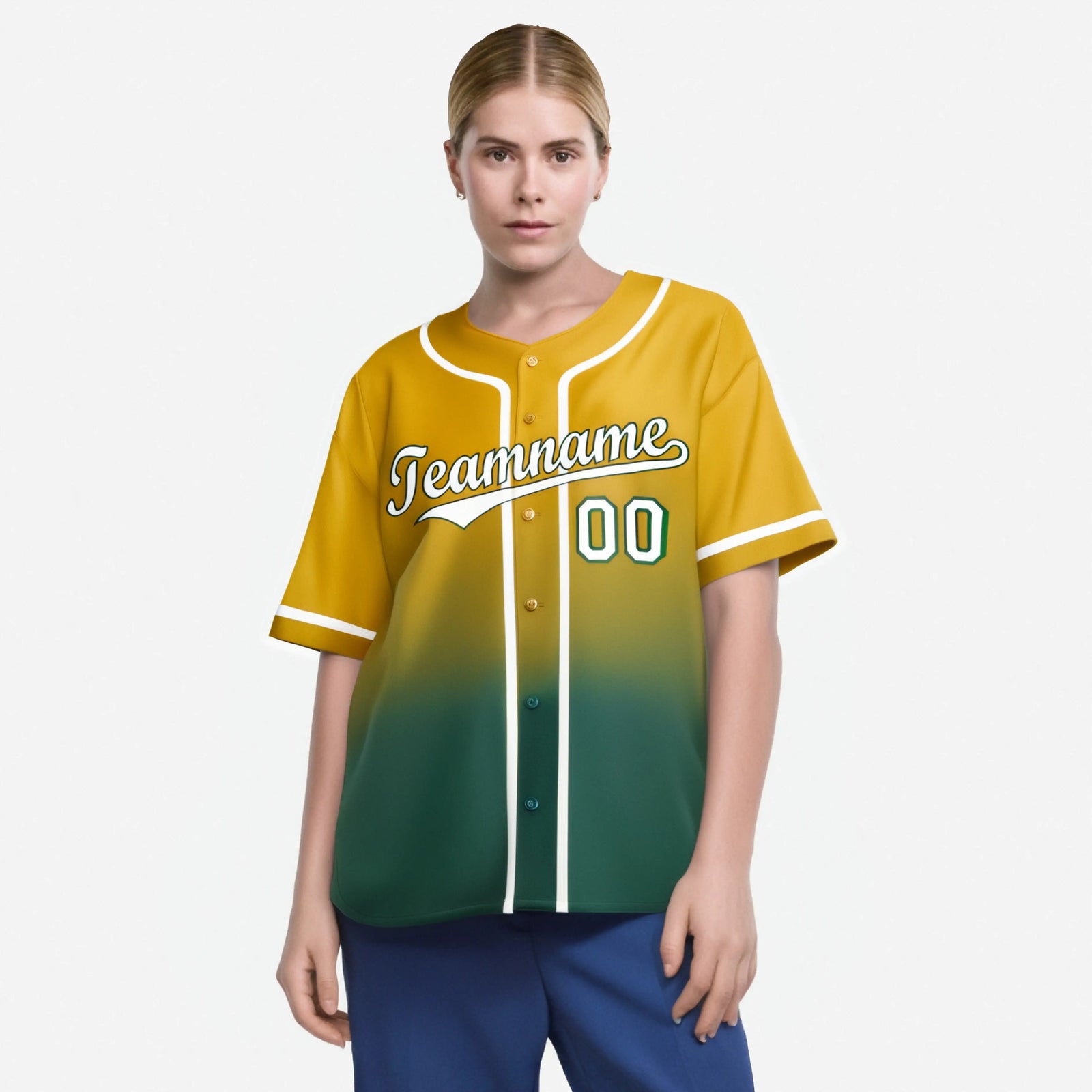 Custom Yellow Green Authentic Fade Fashion Baseball Jersey