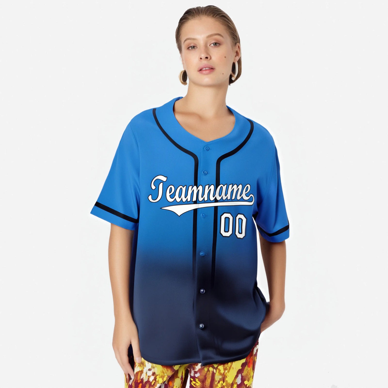 Custom Blue Navy-White Authentic Fade Fashion Baseball Jersey