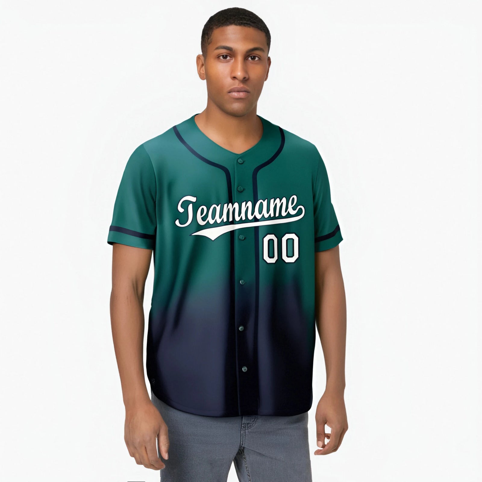 Custom Aqua Navy-White Authentic Fade Fashion Baseball Jersey