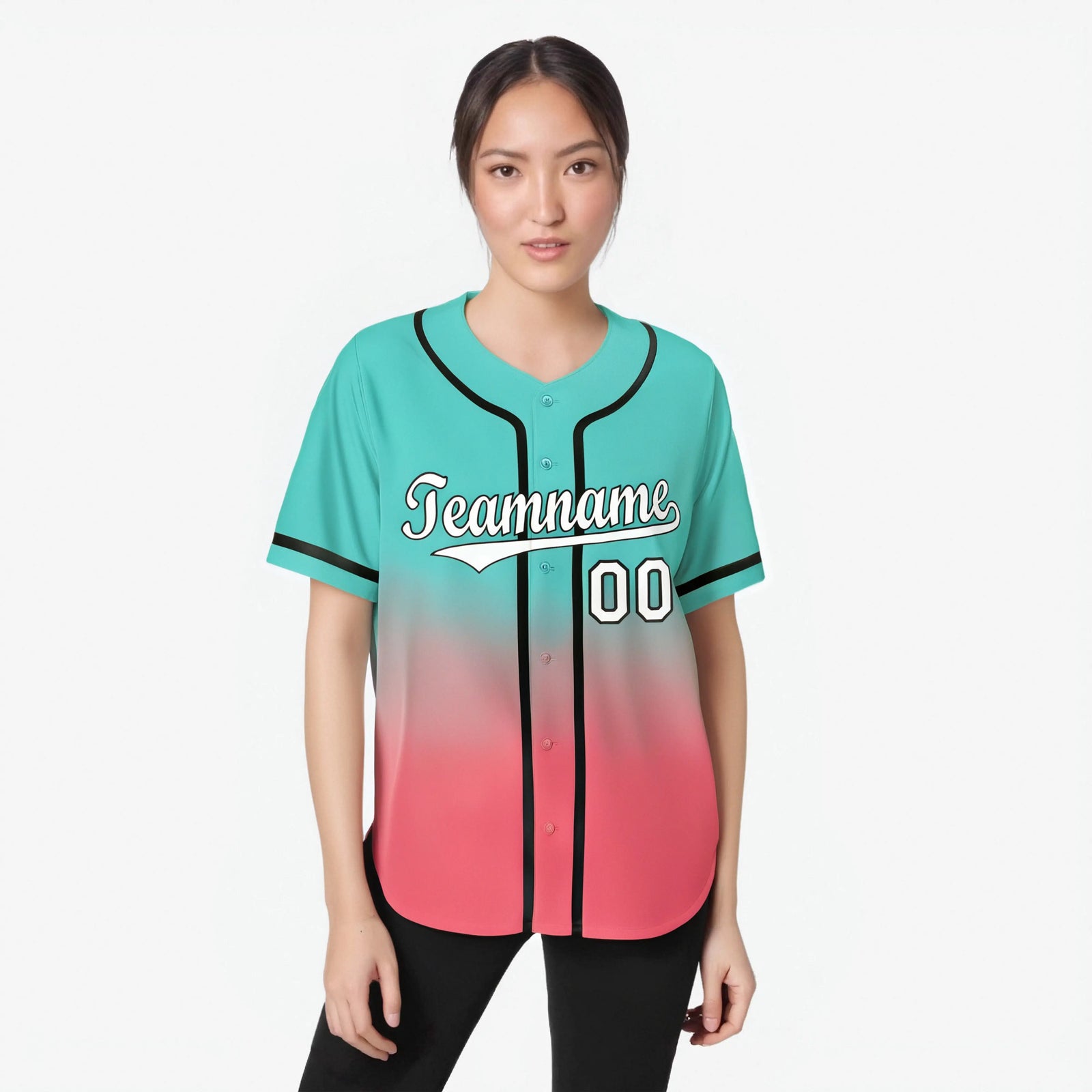 Custom Bright Green Red-Black Authentic Fade Fashion Baseball Jersey