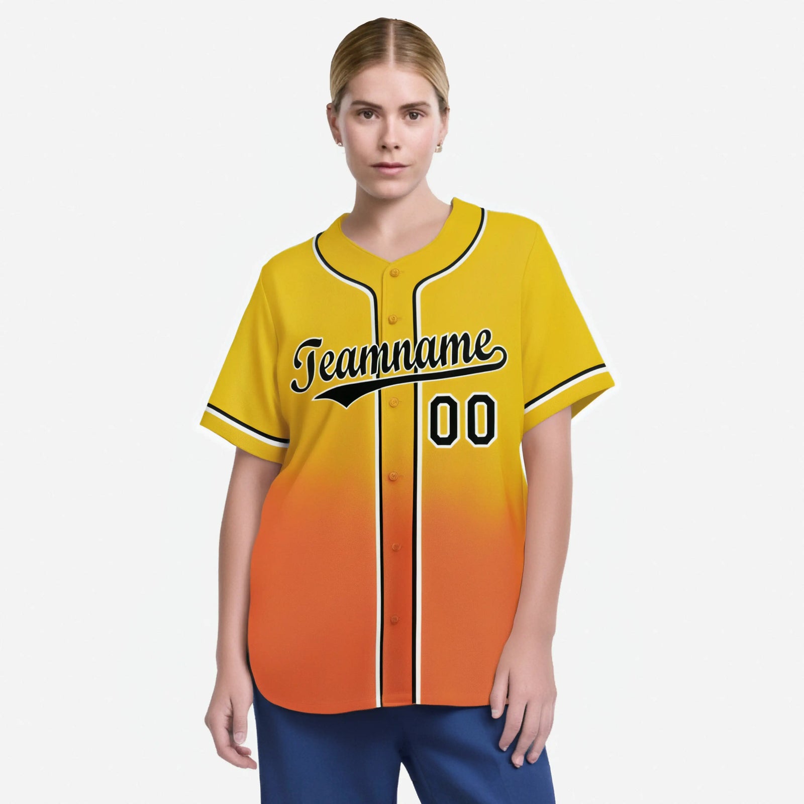 Custom Gold Orange-Black Authentic Fade Fashion Baseball Jersey