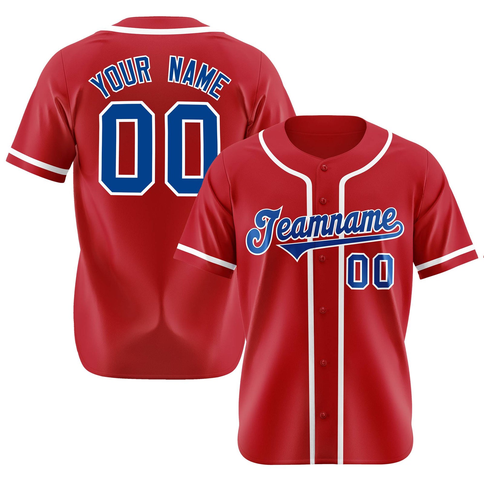 Custom Red Royal Blue-White Classic Style Authentic Baseball Jersey
