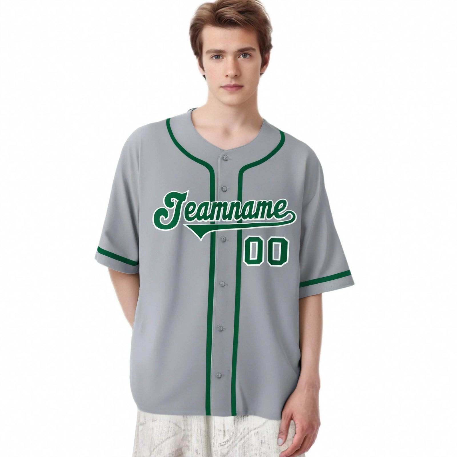 Custom Gray Kelly Green Classic Style Authentic Baseball Jersey
