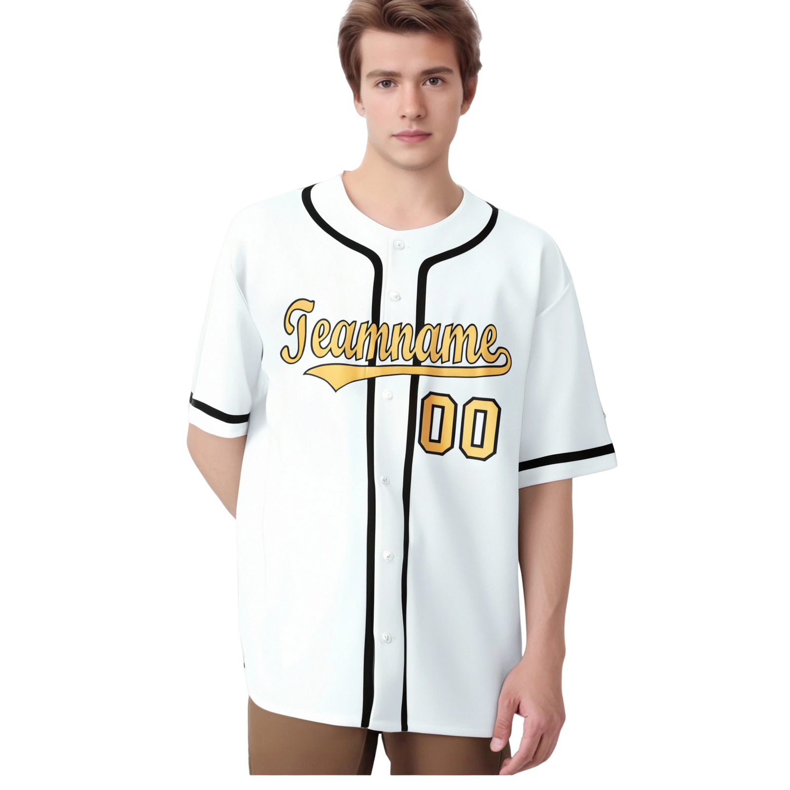 Custom White Glod-Black Classic Style Authentic Baseball Jersey
