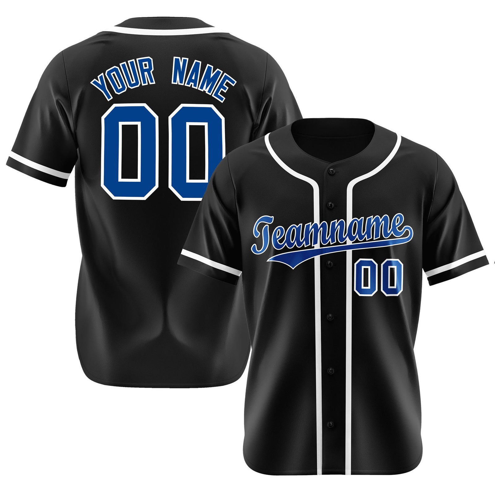 Custom Black Royal Blue-White Classic Style Authentic Baseball Jersey