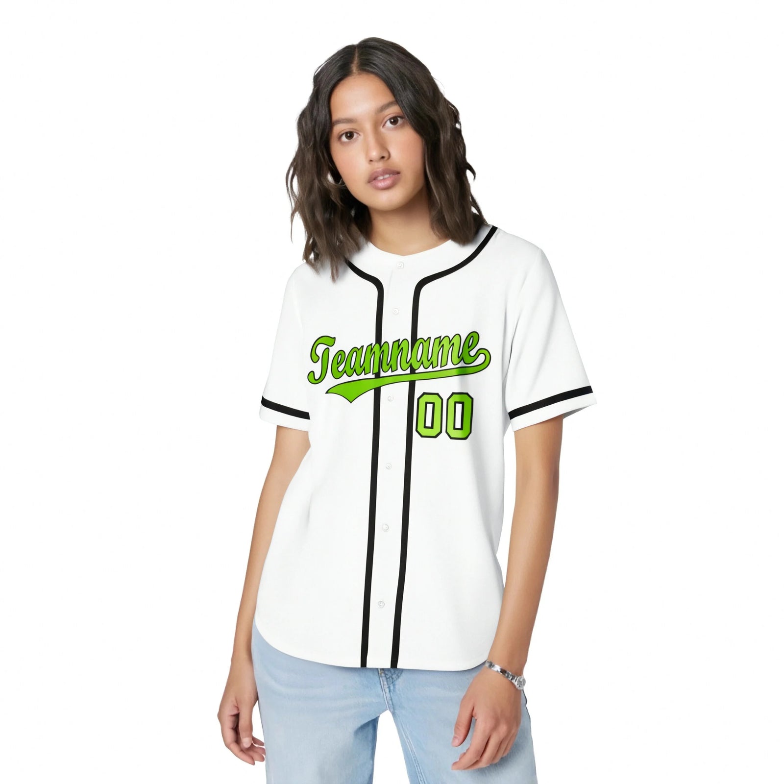 Custom White Neon Green-Black Classic Style Authentic Baseball Jersey