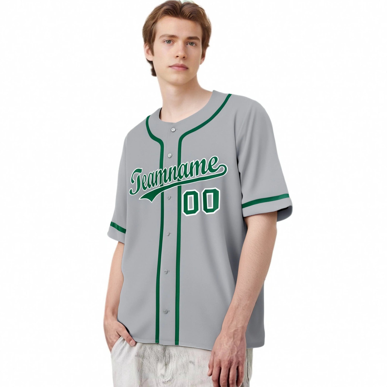 Custom Gray Kelly Green Classic Style Authentic Baseball Jersey