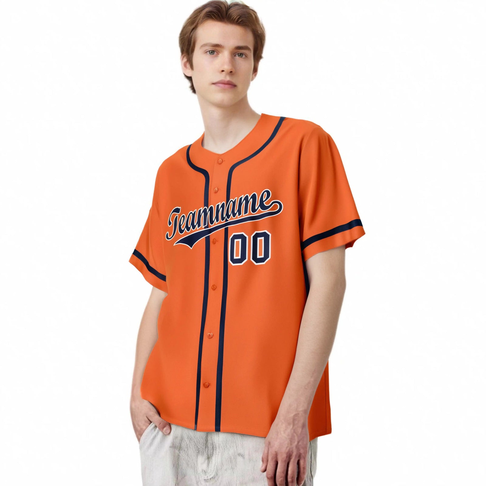 Custom Orange Navy Classic Style Authentic Baseball Jersey