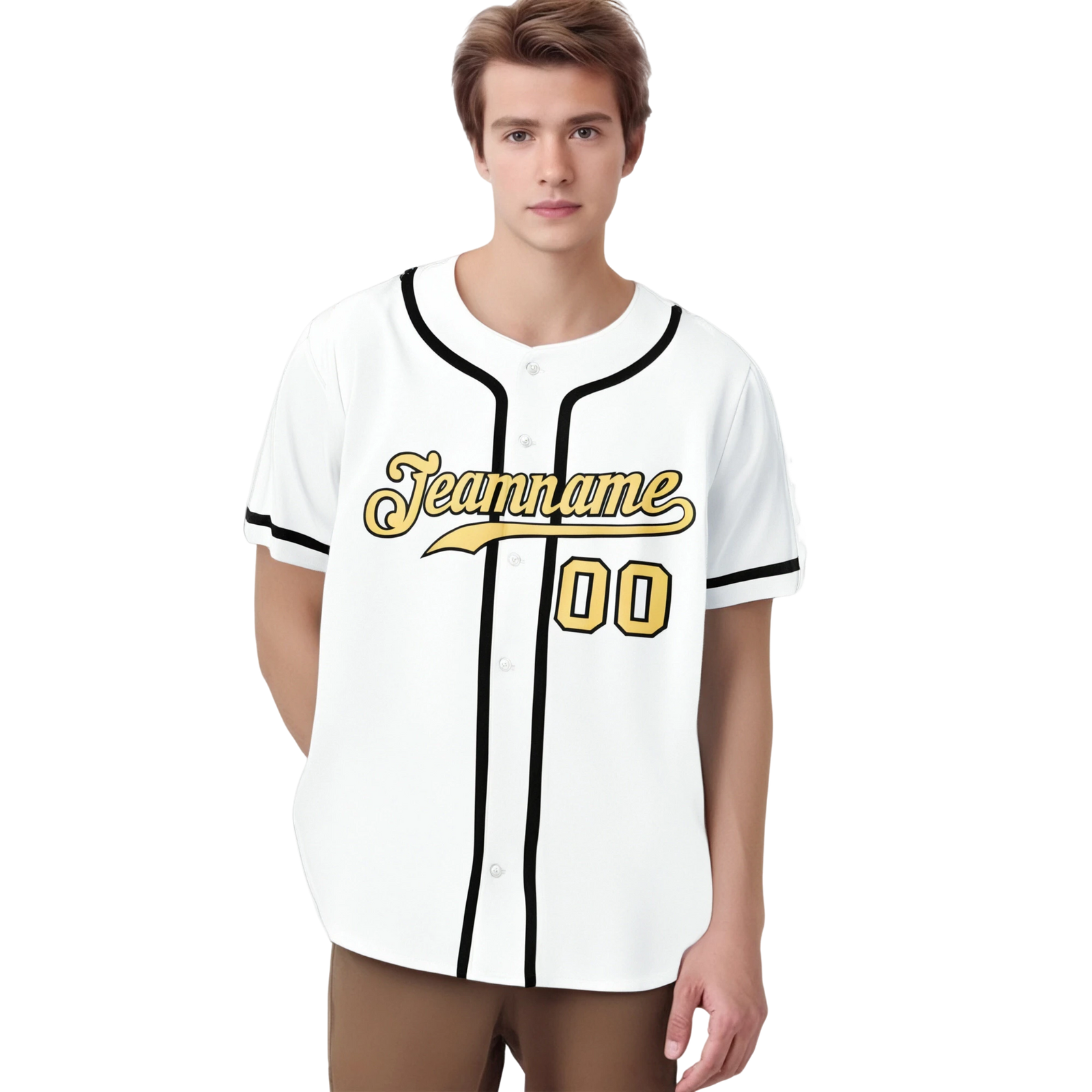 Custom White Glod-Black Classic Style Authentic Baseball Jersey