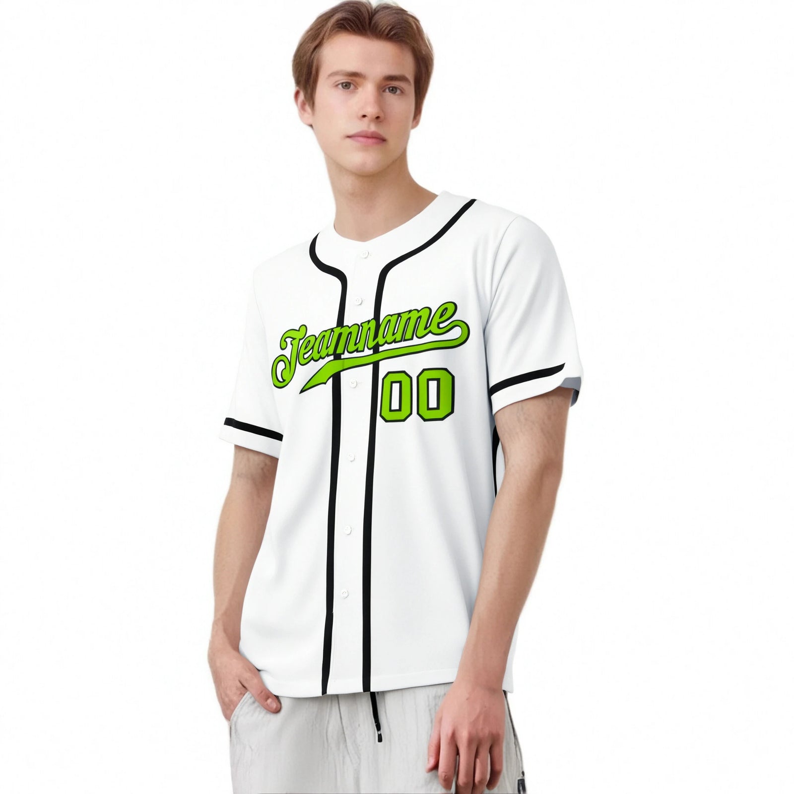 Custom White Neon Green-Black Classic Style Authentic Baseball Jersey