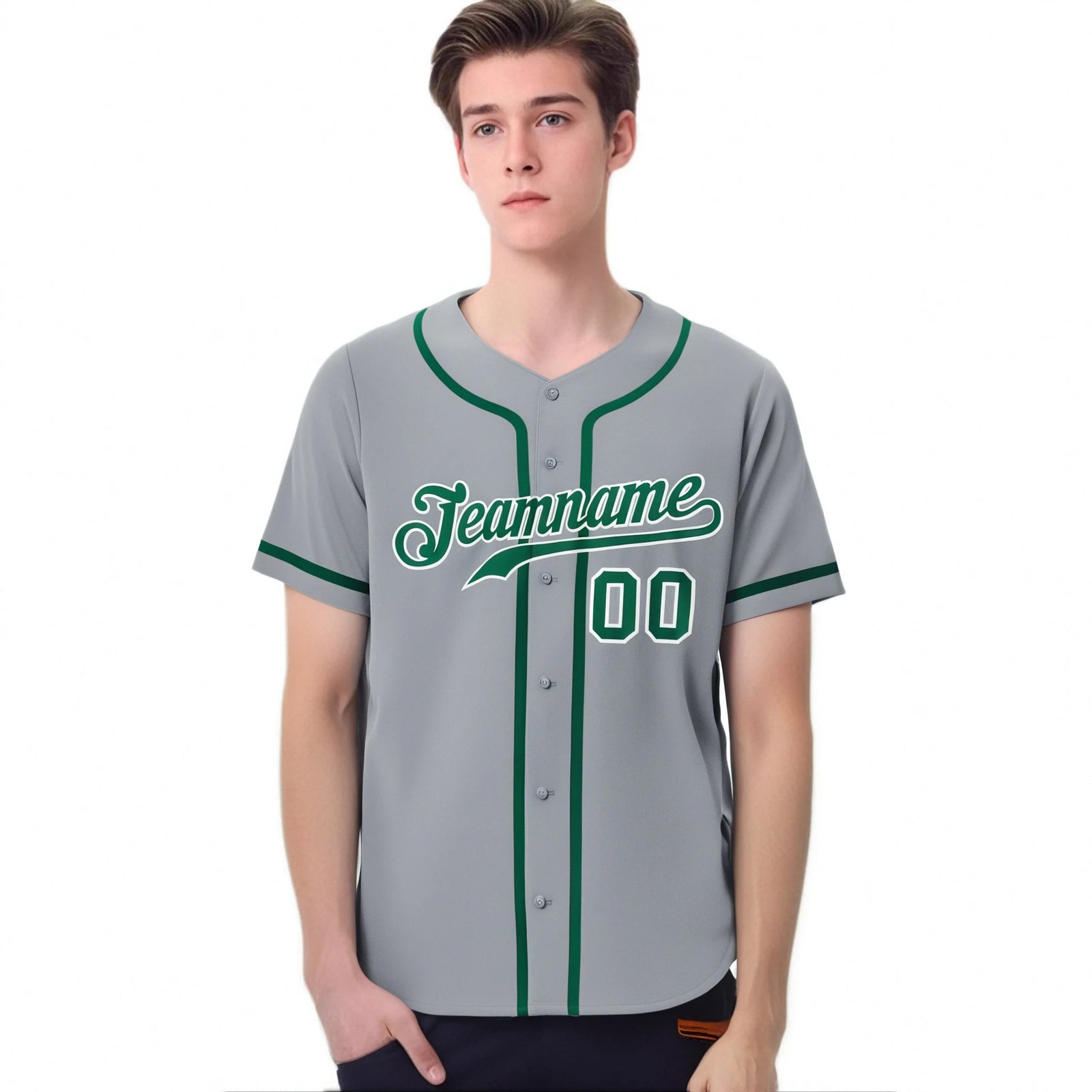 Custom Gray Kelly Green Classic Style Authentic Baseball Jersey