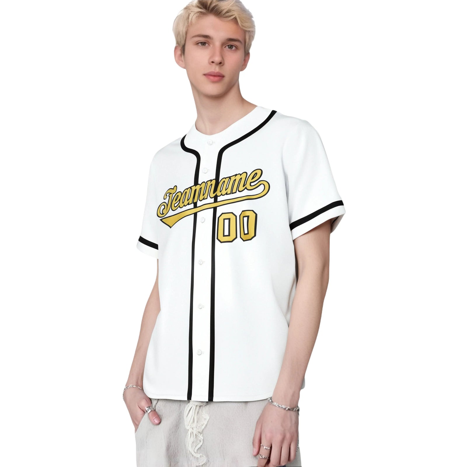 Custom White Glod-Black Classic Style Authentic Baseball Jersey