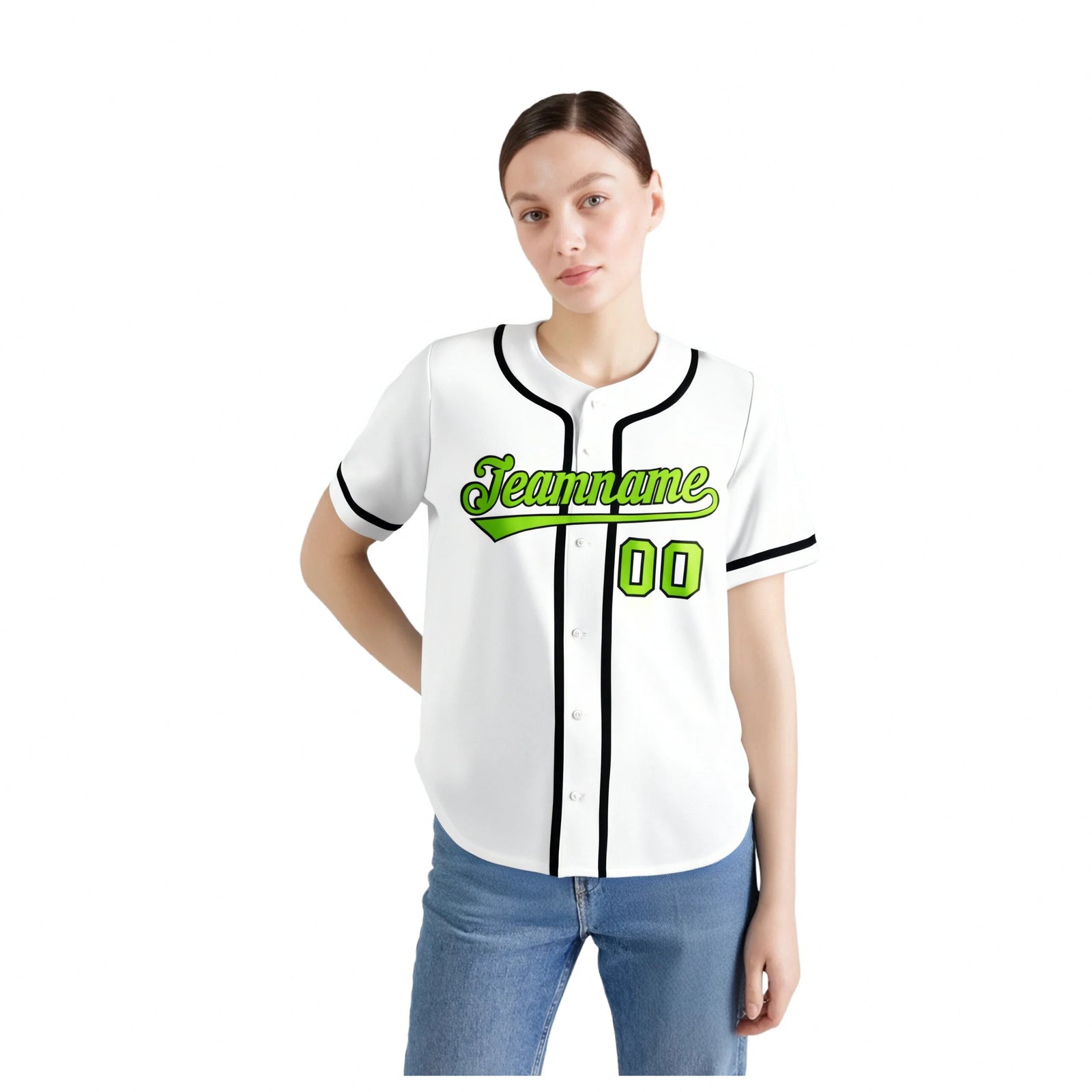 Custom White Neon Green-Black Classic Style Authentic Baseball Jersey