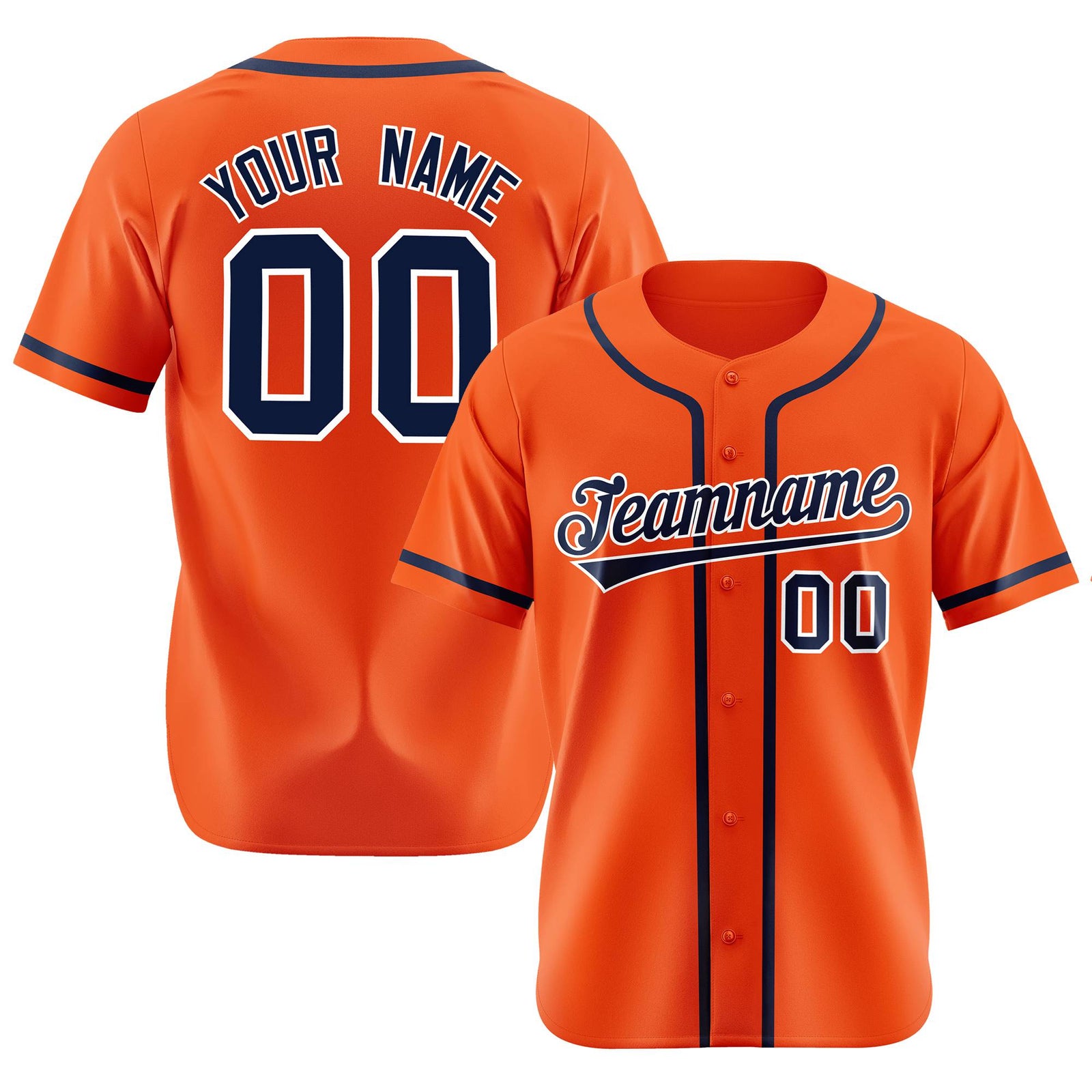 Custom Orange Navy Classic Style Authentic Baseball Jersey
