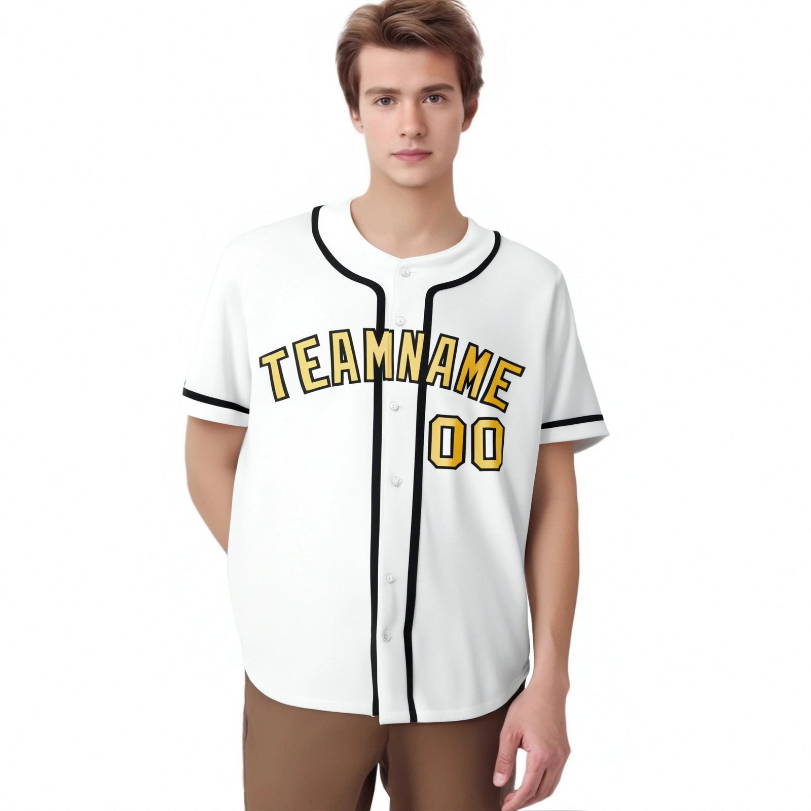 Custom White Glod-Black Classic Style Authentic Baseball Jersey