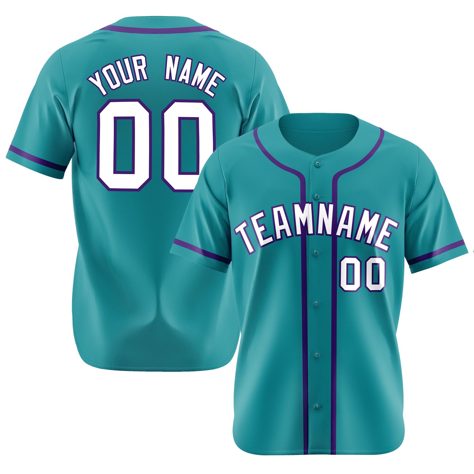 Custom Aqua White-Purple Classic Style Authentic Baseball Jersey