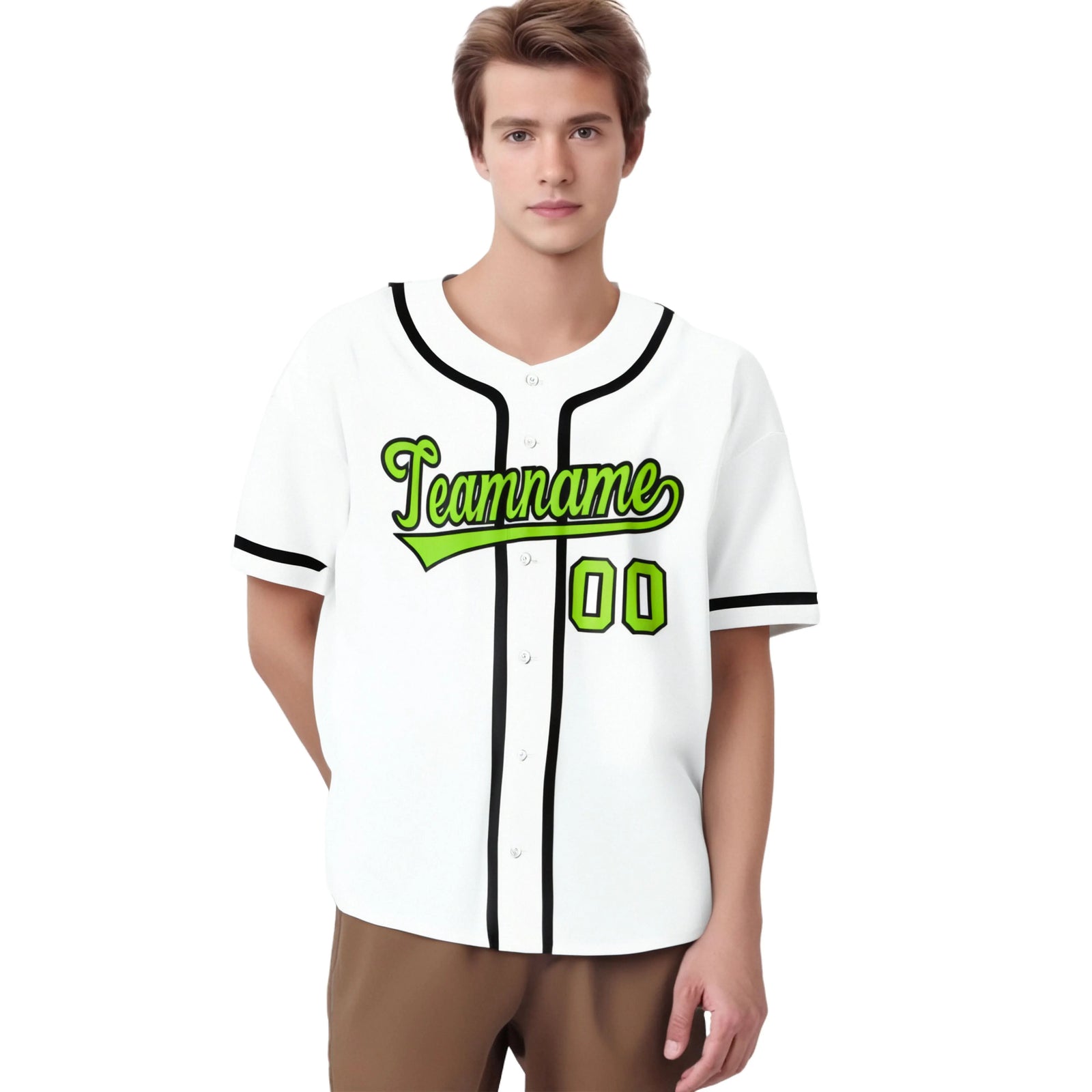 Custom White Neon Green-Black Classic Style Authentic Baseball Jersey