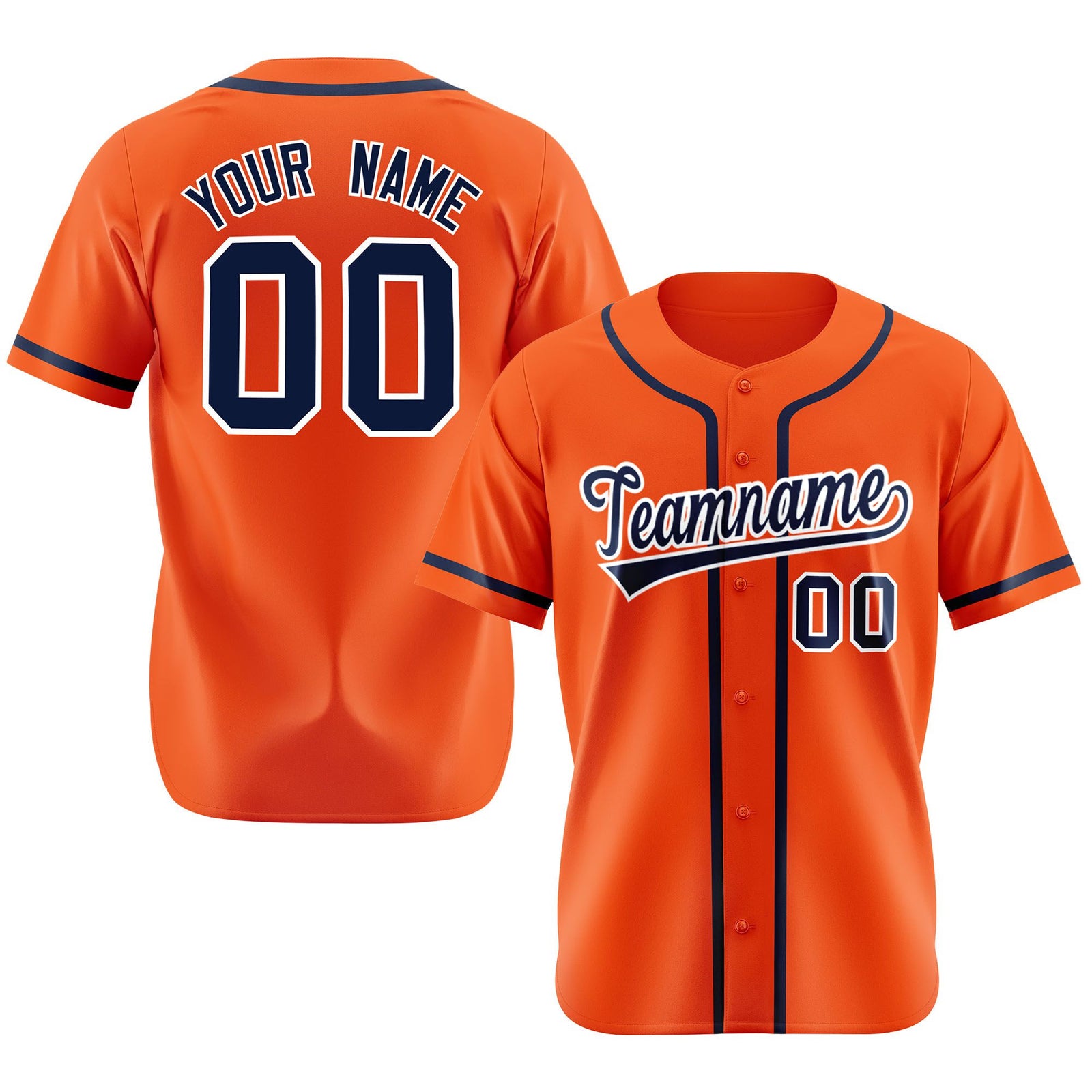 Custom Orange Navy Classic Style Authentic Baseball Jersey