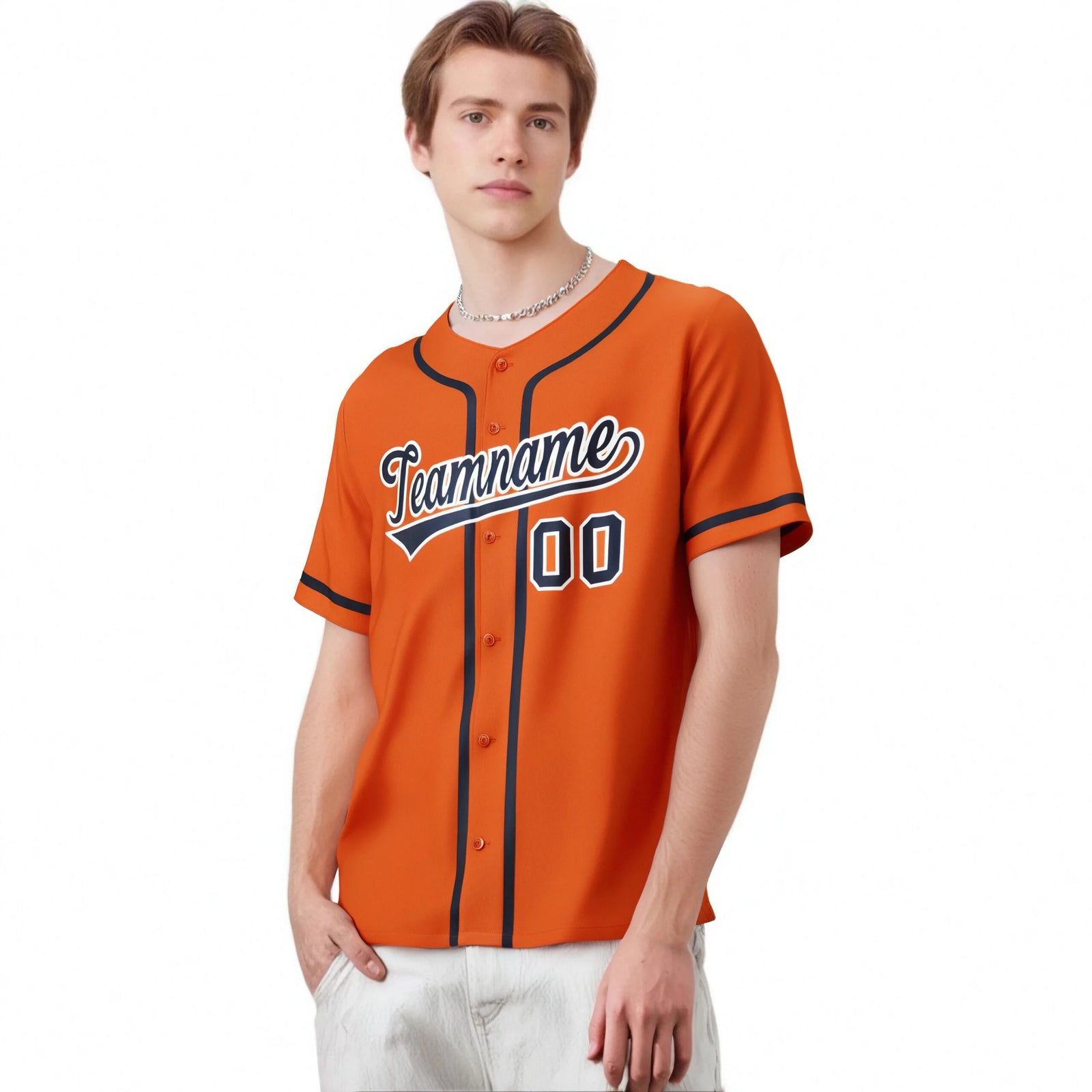 Custom Orange Navy Classic Style Authentic Baseball Jersey