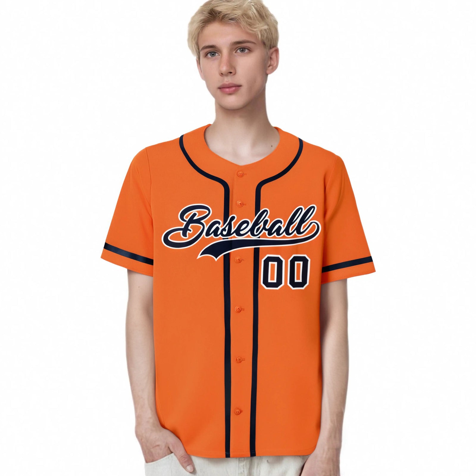 Custom Orange Navy Classic Style Authentic Baseball Jersey