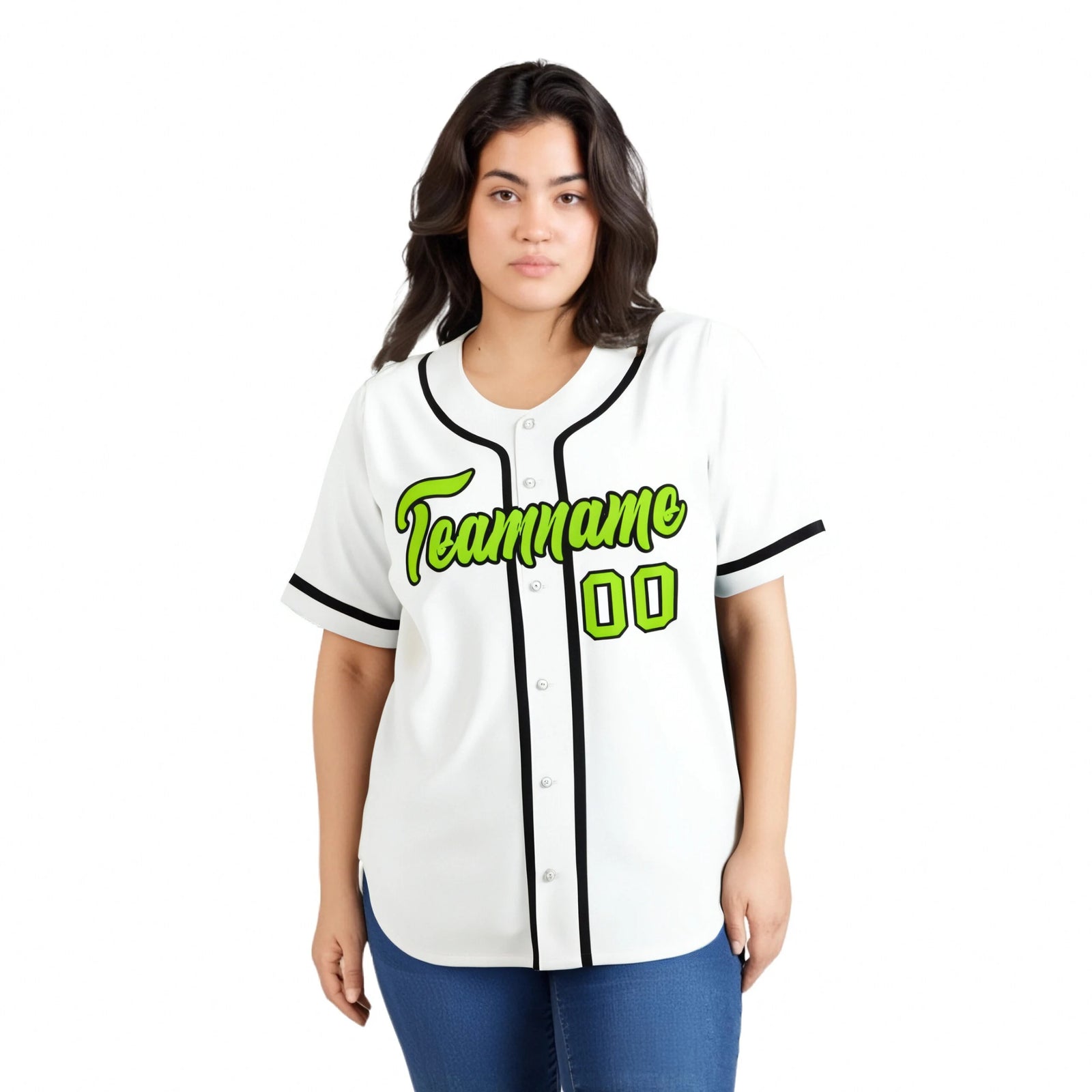 Custom White Neon Green-Black Classic Style Authentic Baseball Jersey