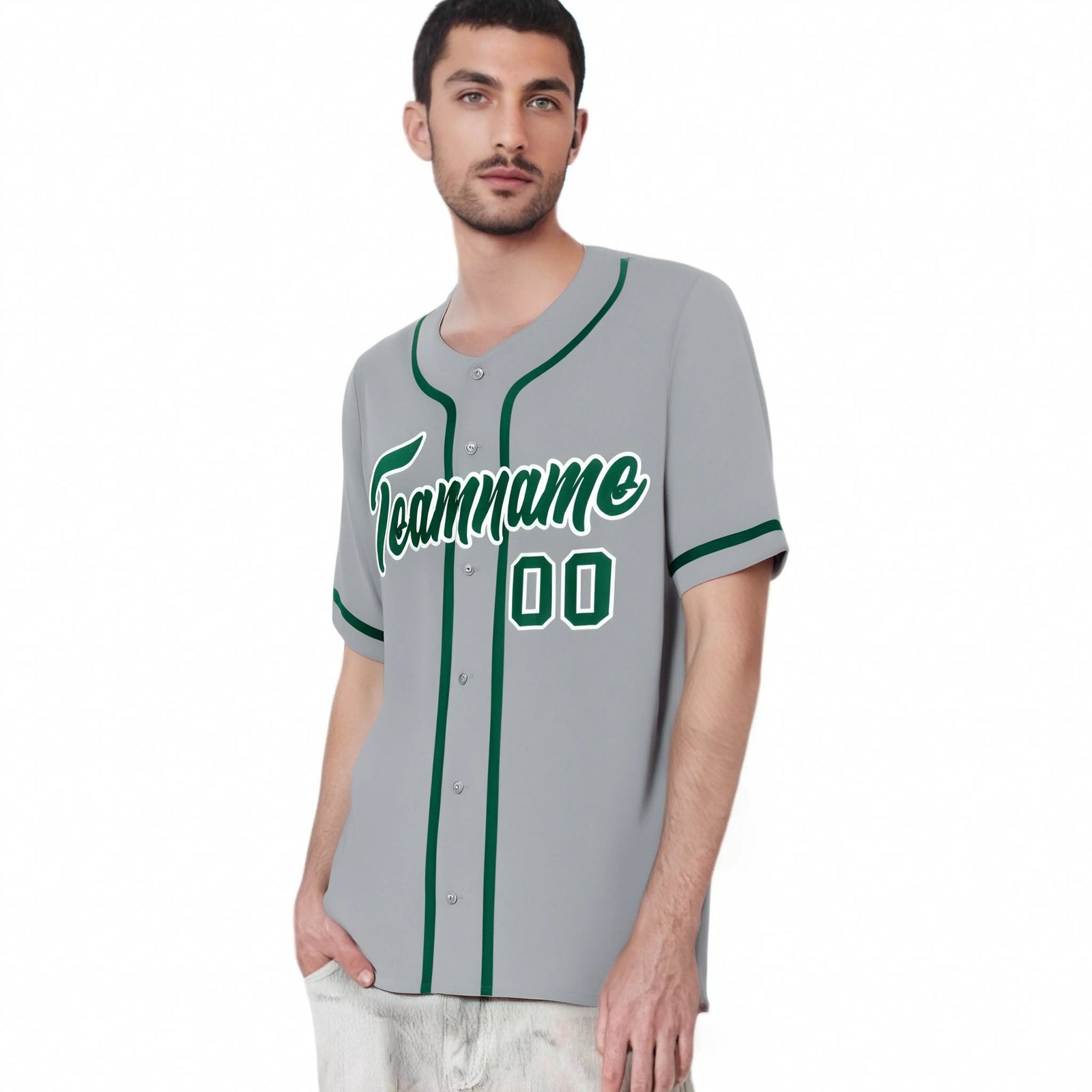 Custom Gray Kelly Green Classic Style Authentic Baseball Jersey