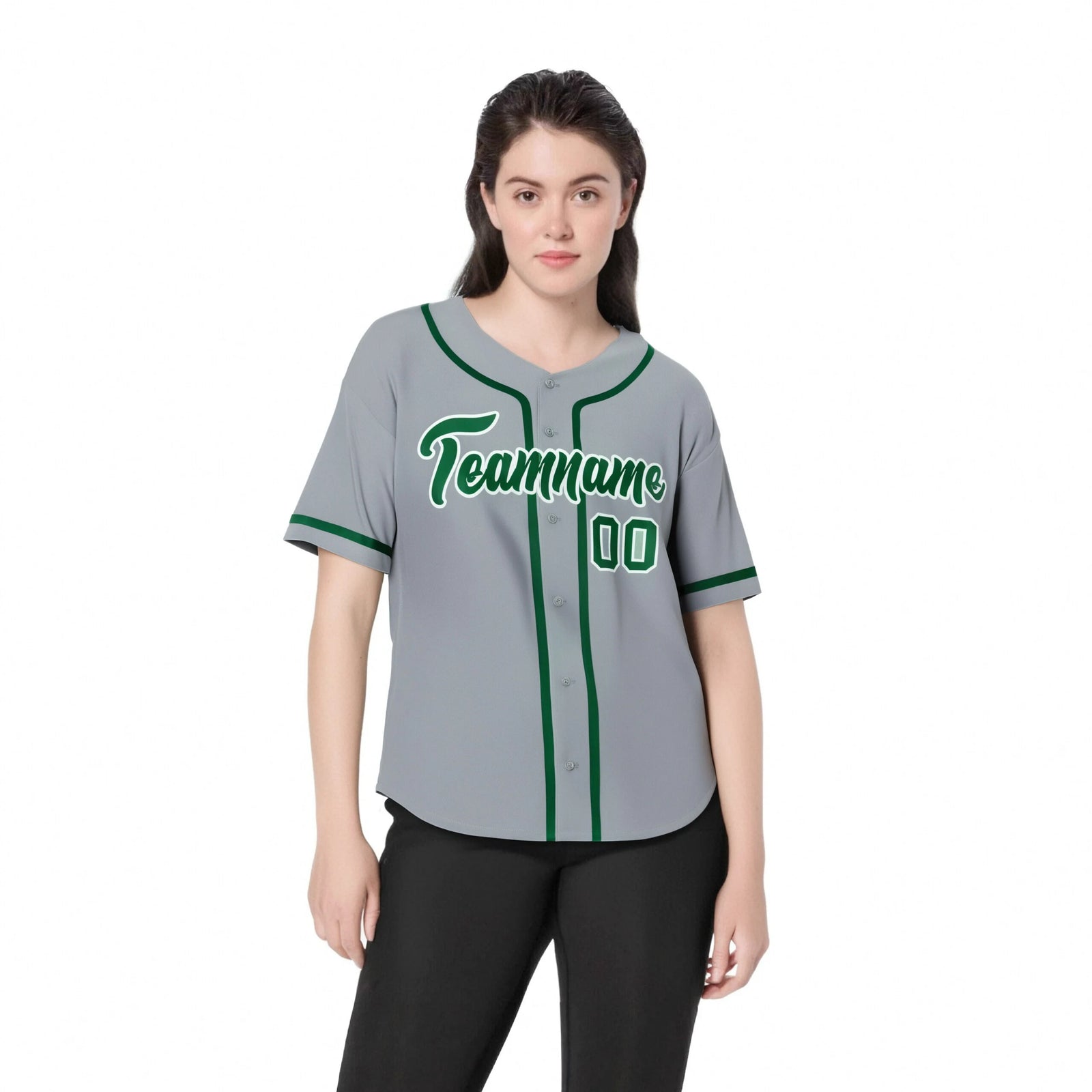 Custom Gray Kelly Green Classic Style Authentic Baseball Jersey