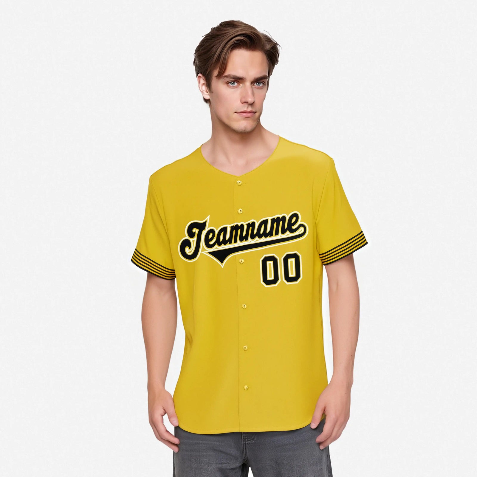 Custom Gold Black-White Classic Style Authentic Baseball Jersey