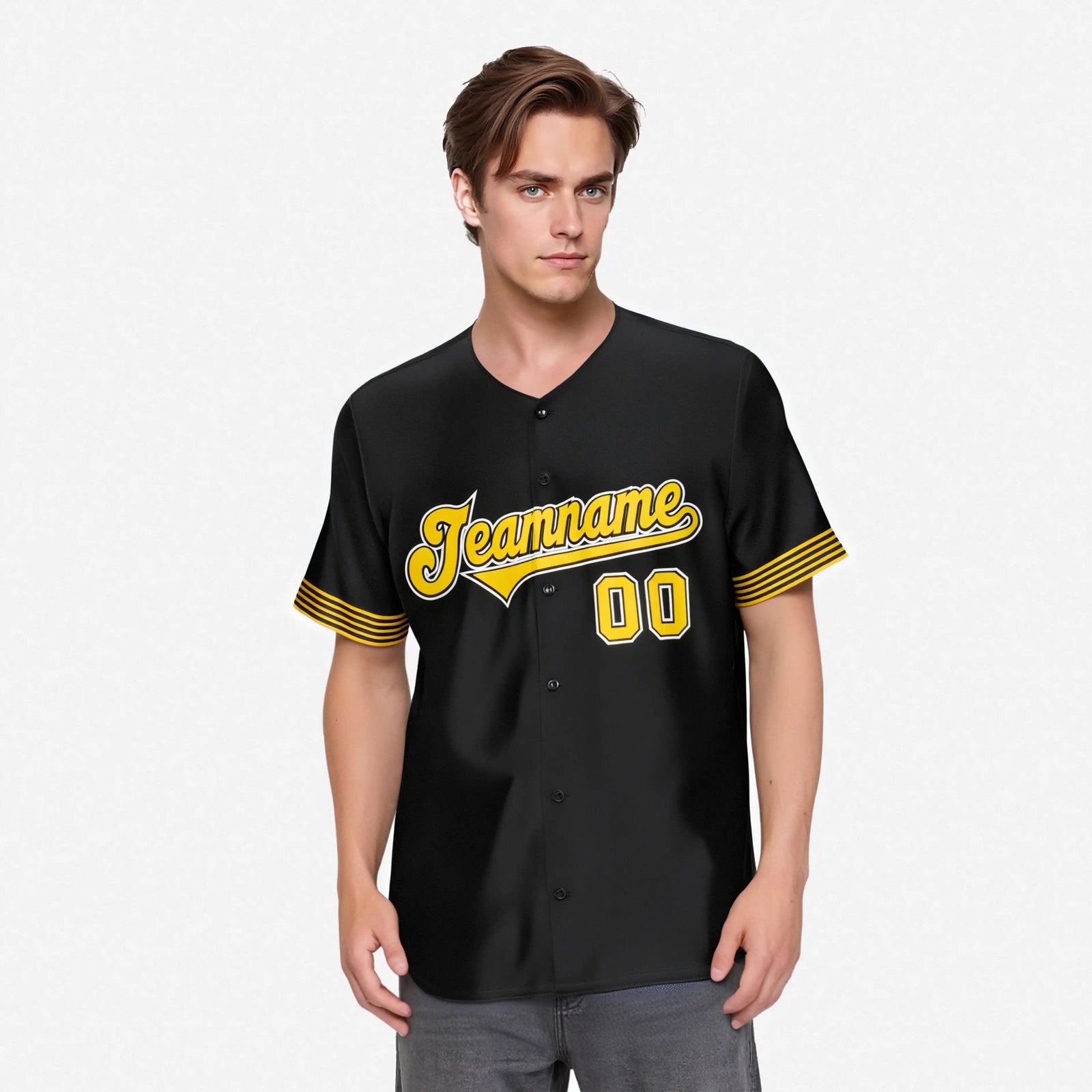 Custom Black Gold-White Classic Style Authentic Baseball Jersey