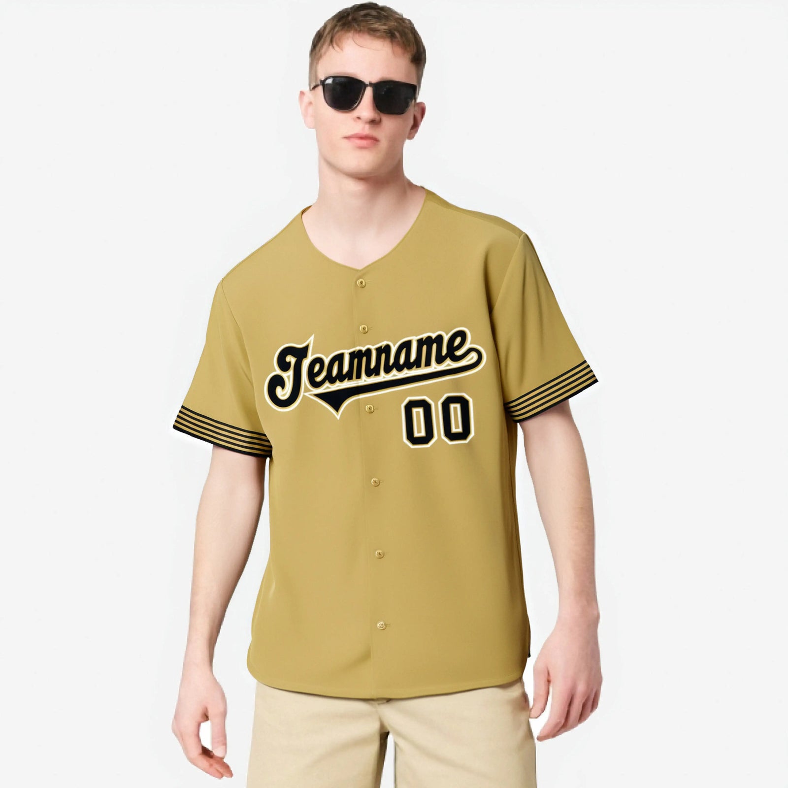 Custom Old Gold Black-White Classic Style Authentic Baseball Jersey