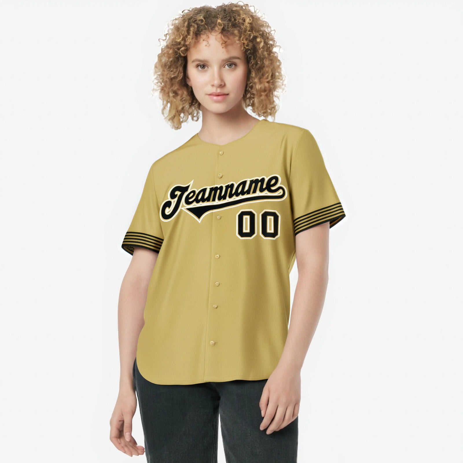 Custom Old Gold Black-White Classic Style Authentic Baseball Jersey
