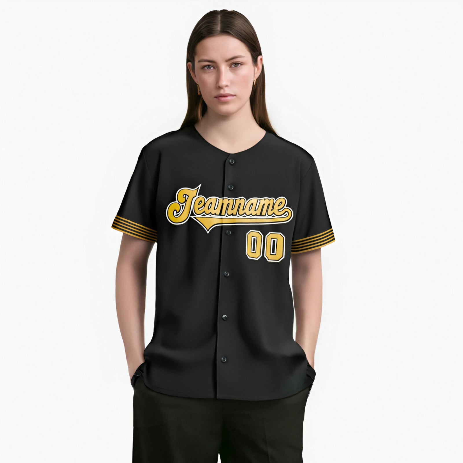 Custom Black Old Gold-White Classic Style Authentic Baseball Jersey