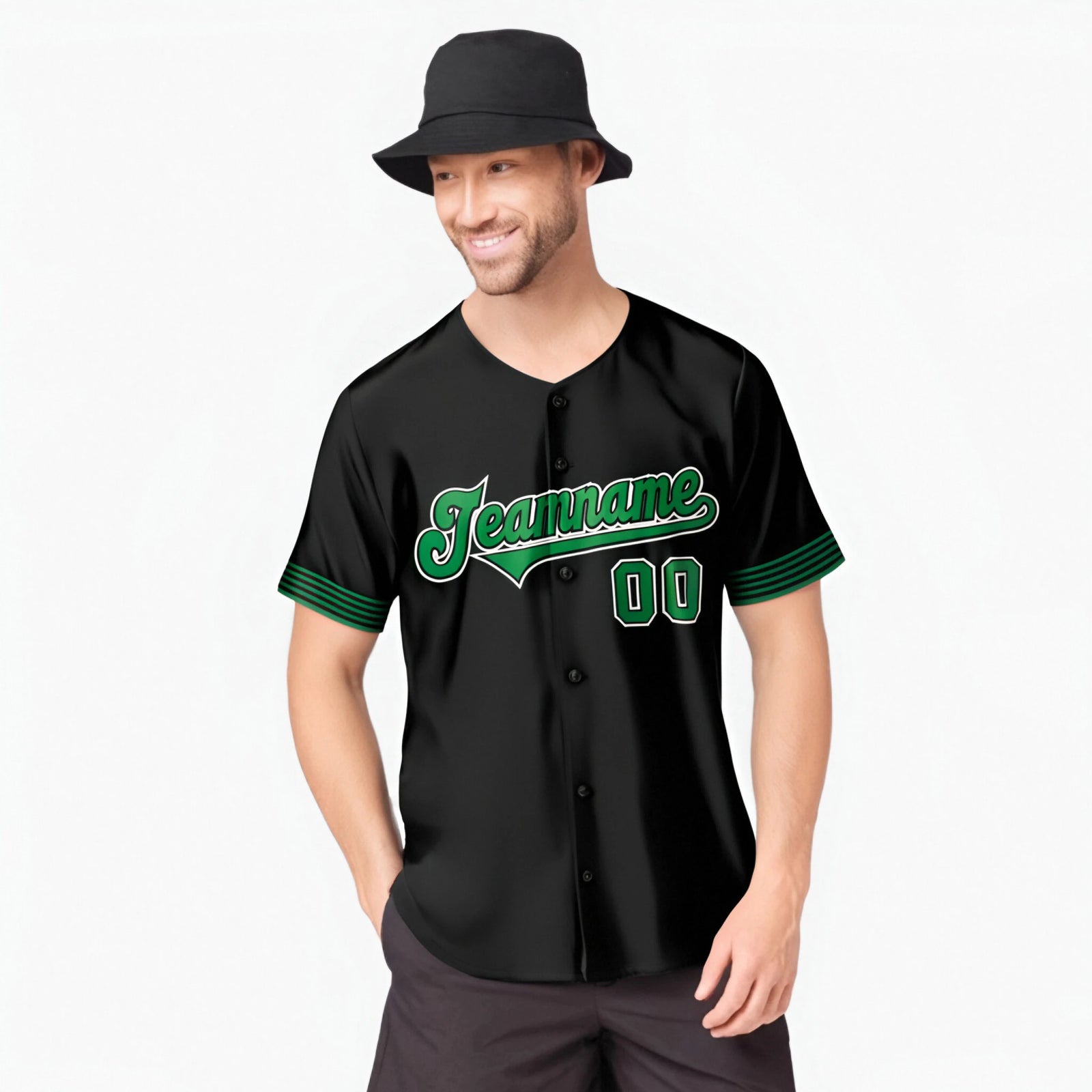 Custom Black Kelly Green-White Classic Style Authentic Baseball Jersey