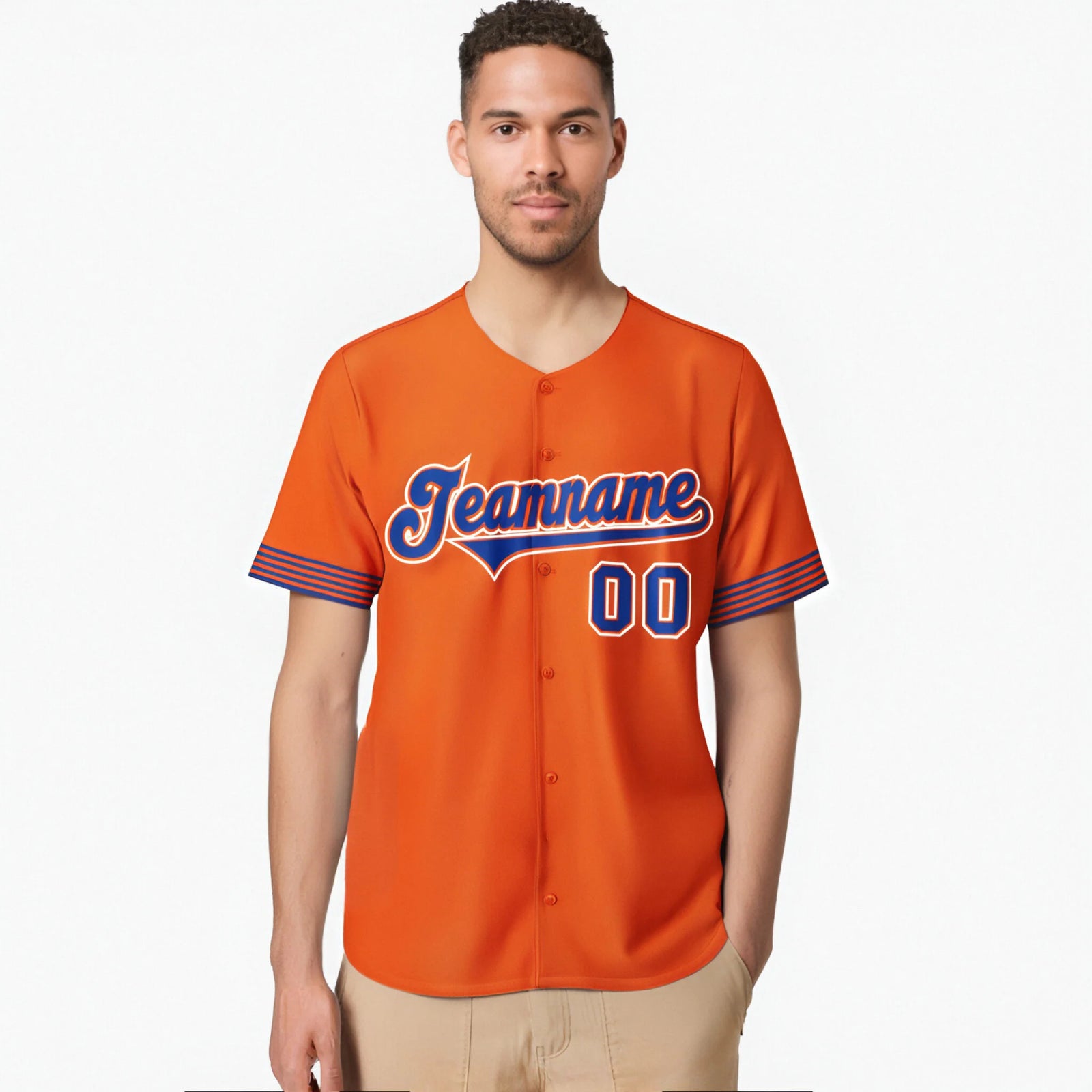 Custom Orange Royal Blue-White Classic Style Authentic Baseball Jersey