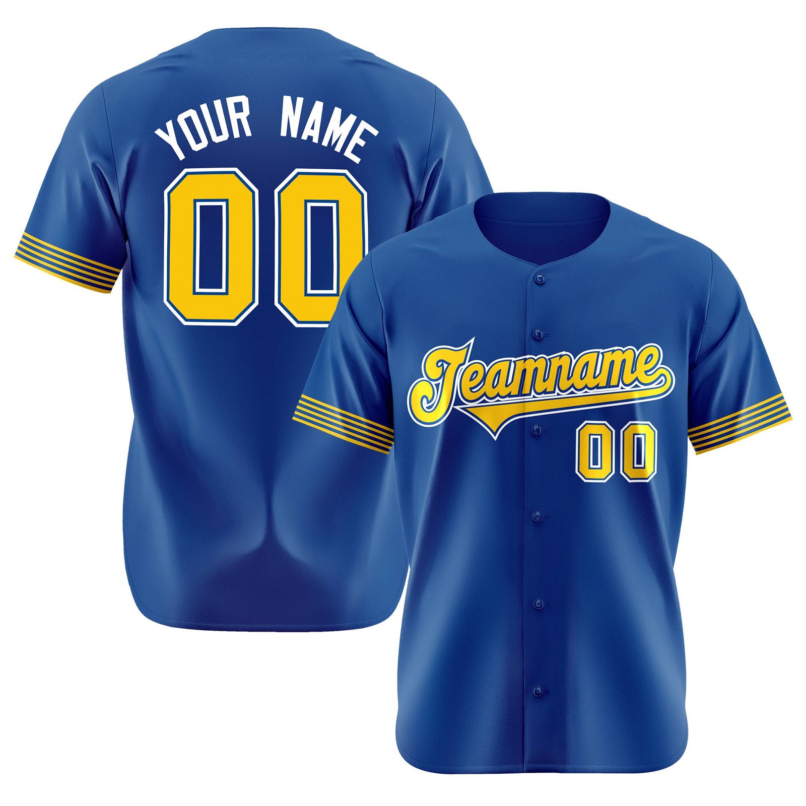 Custom Royal Blue Gold-White Classic Style Authentic Baseball Jersey