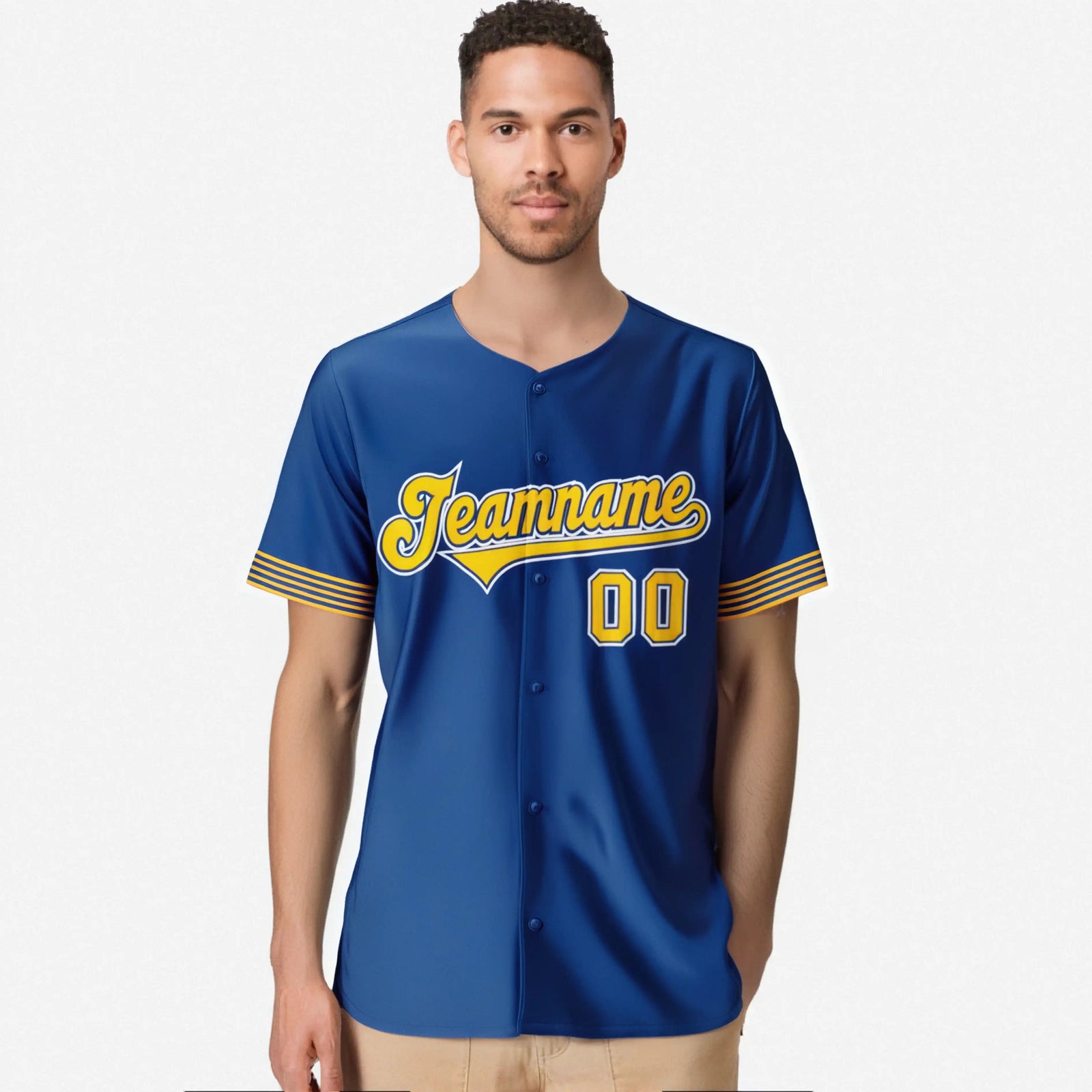 Custom Royal Blue Gold-White Classic Style Authentic Baseball Jersey