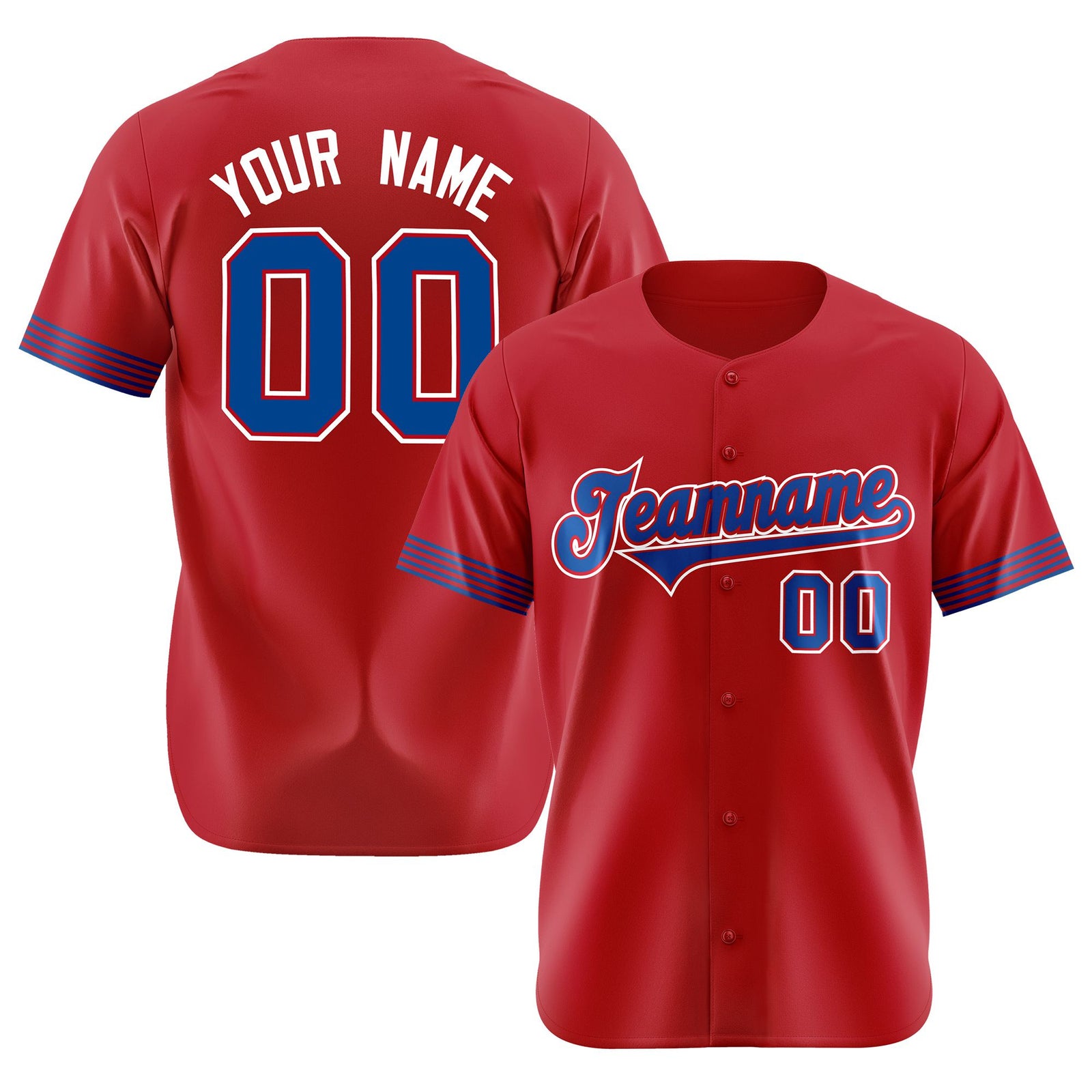 Custom Red Royal Blue-White Classic Style Authentic Baseball Jersey