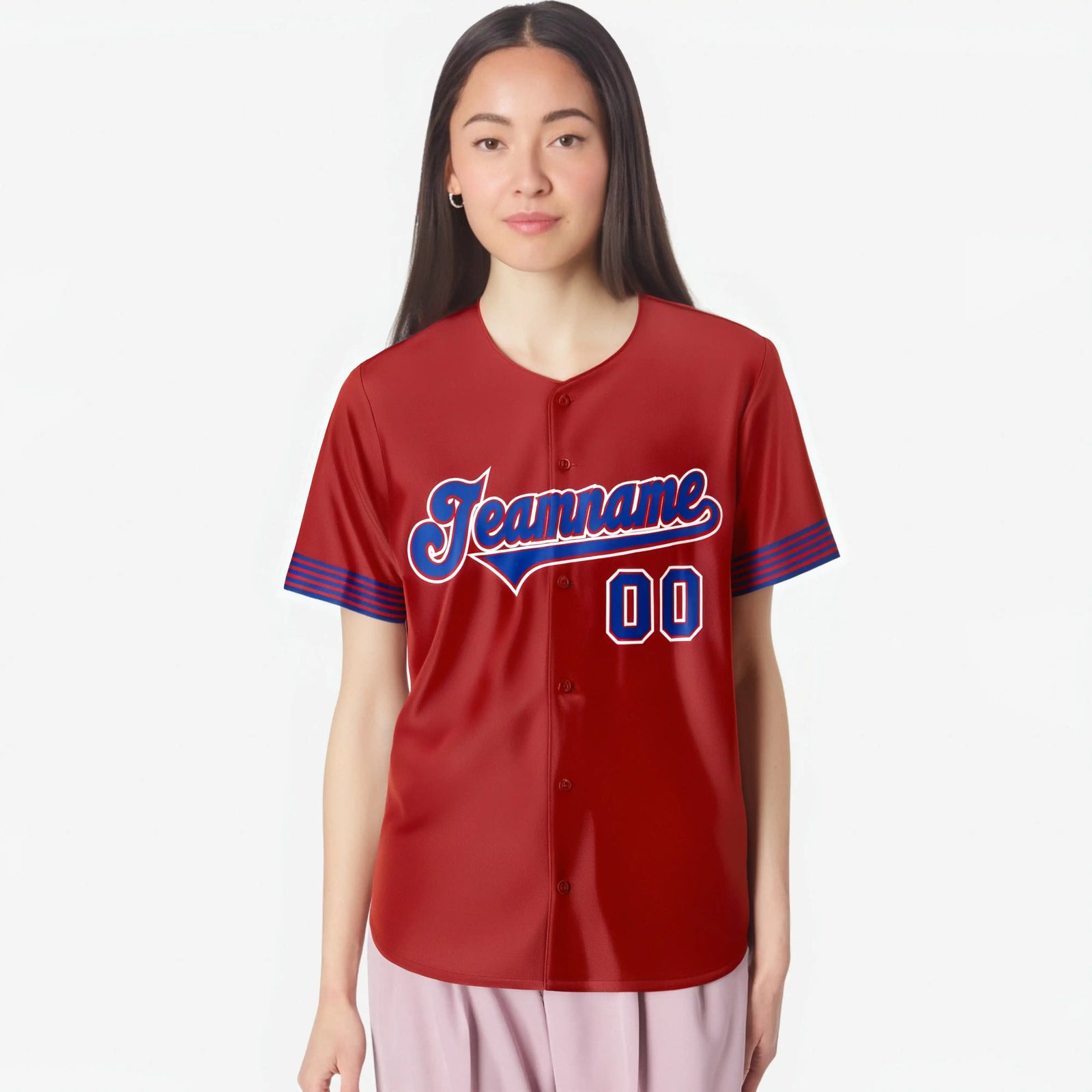Custom Red Royal Blue-White Classic Style Authentic Baseball Jersey
