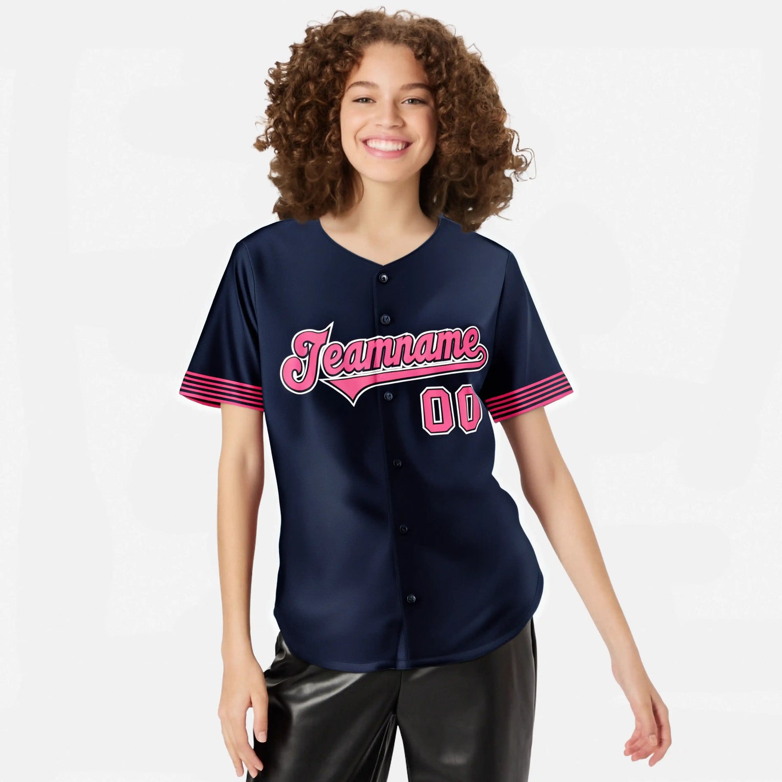 Custom Navy Pink-White Classic Style Authentic Baseball Jersey