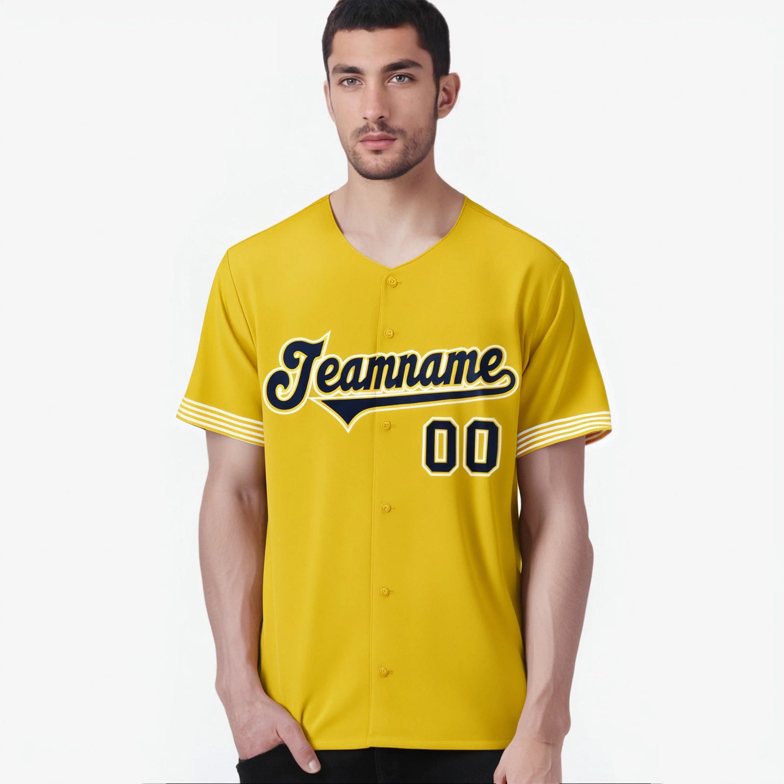 Custom Gold Navy-Black Classic Style Authentic Baseball Jersey