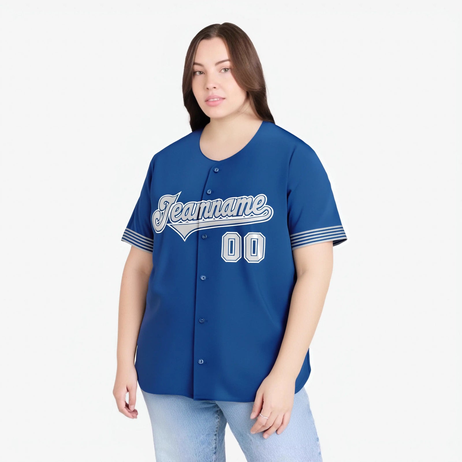 Custom Royal Blue Gray-White Classic Style Authentic Baseball Jersey