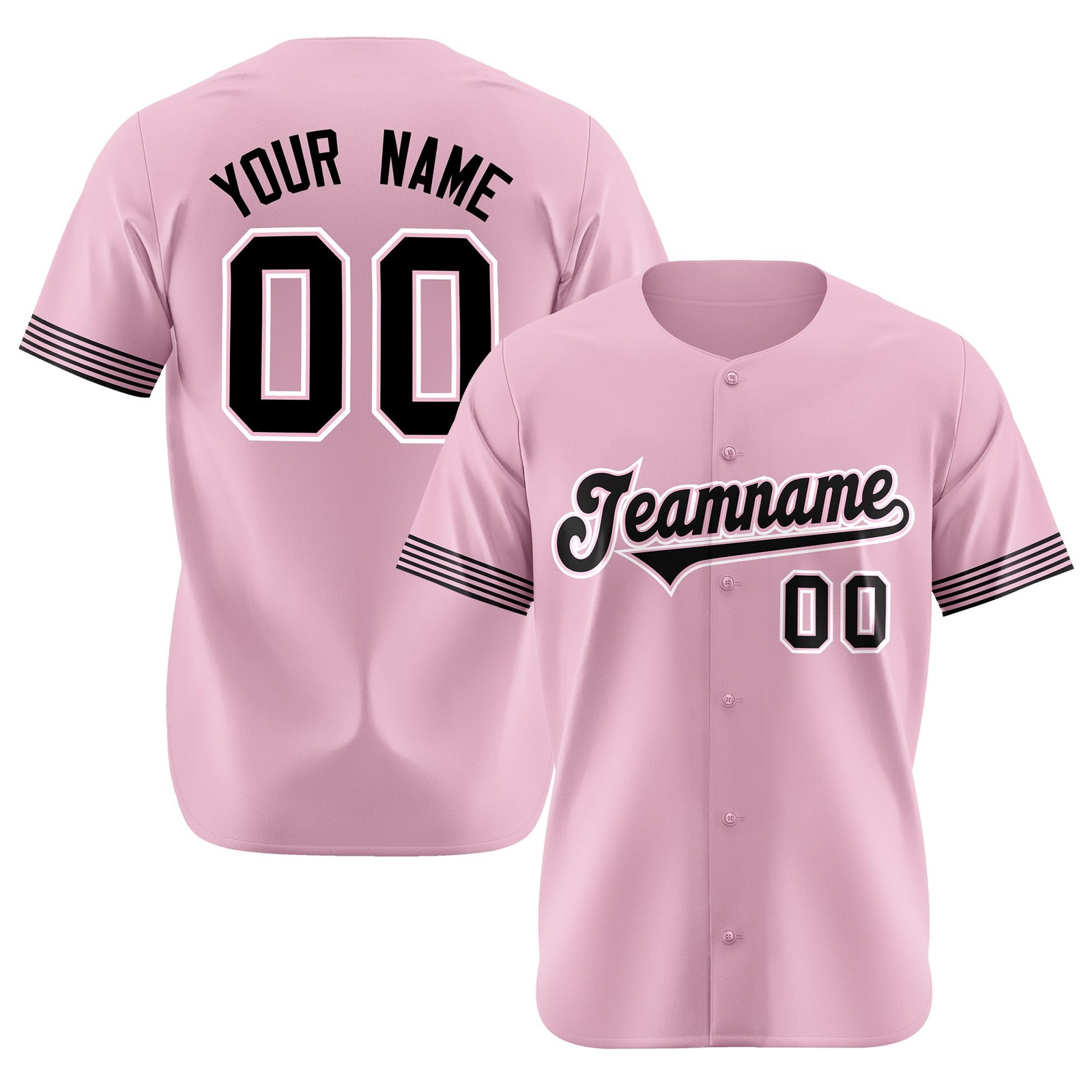 Custom Light Pink Black-White Classic Style Authentic Baseball Jersey