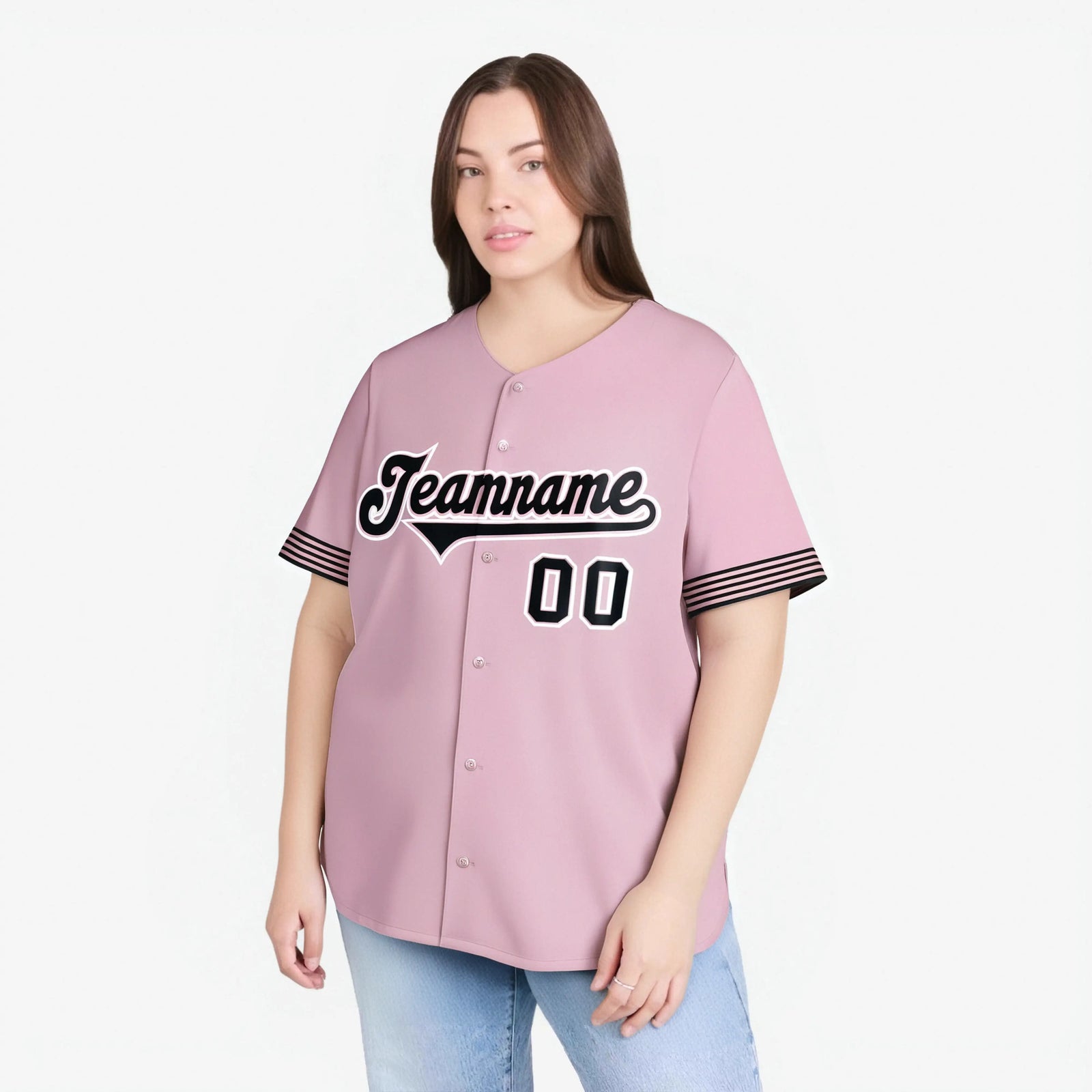 Custom Light Pink Black-White Classic Style Authentic Baseball Jersey