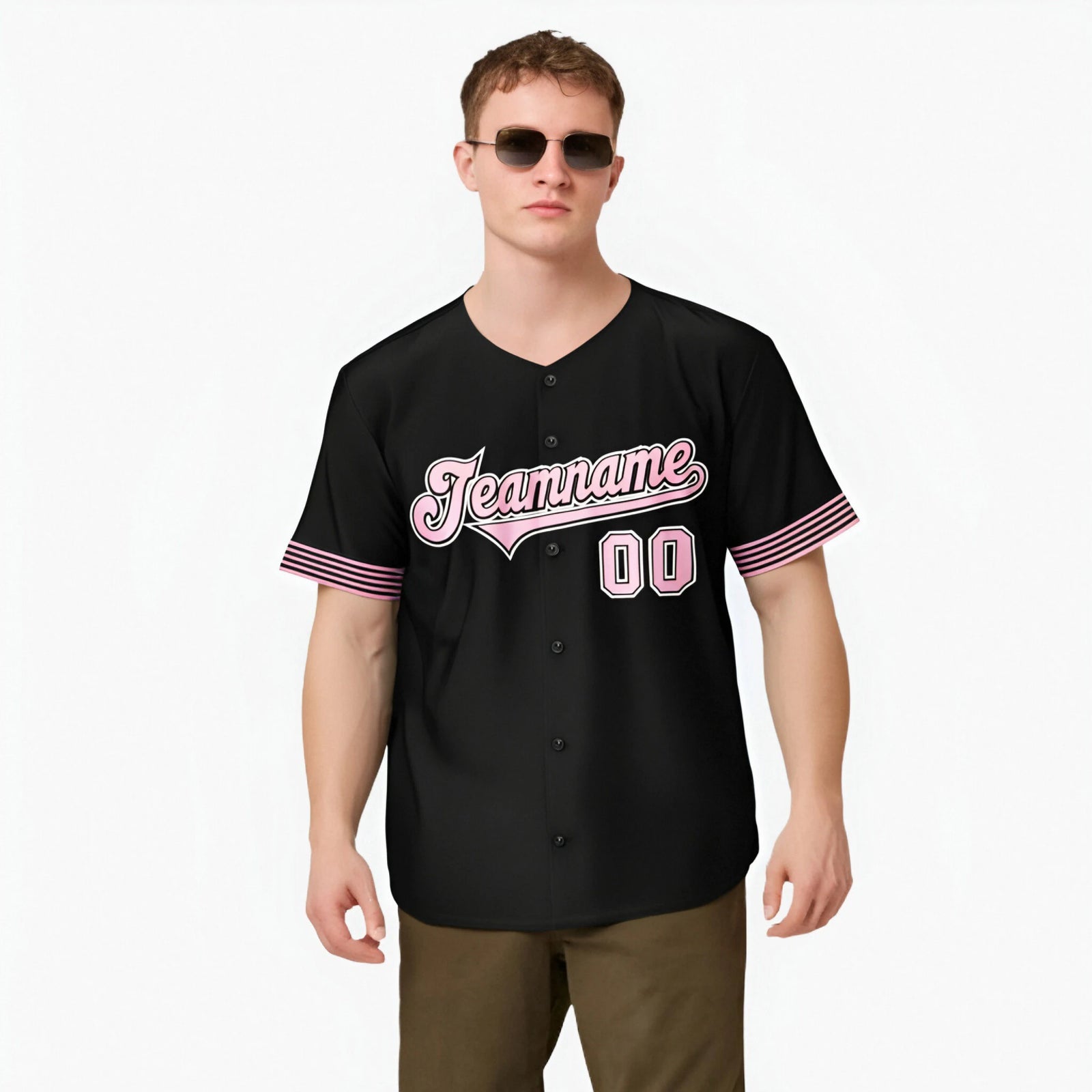 Custom Black Light Pink-White Classic Style Authentic Baseball Jersey