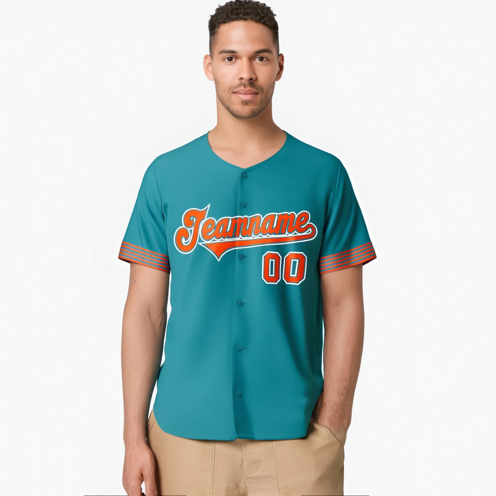 Custom Aqua Orange-White Classic Style Authentic Baseball Jersey