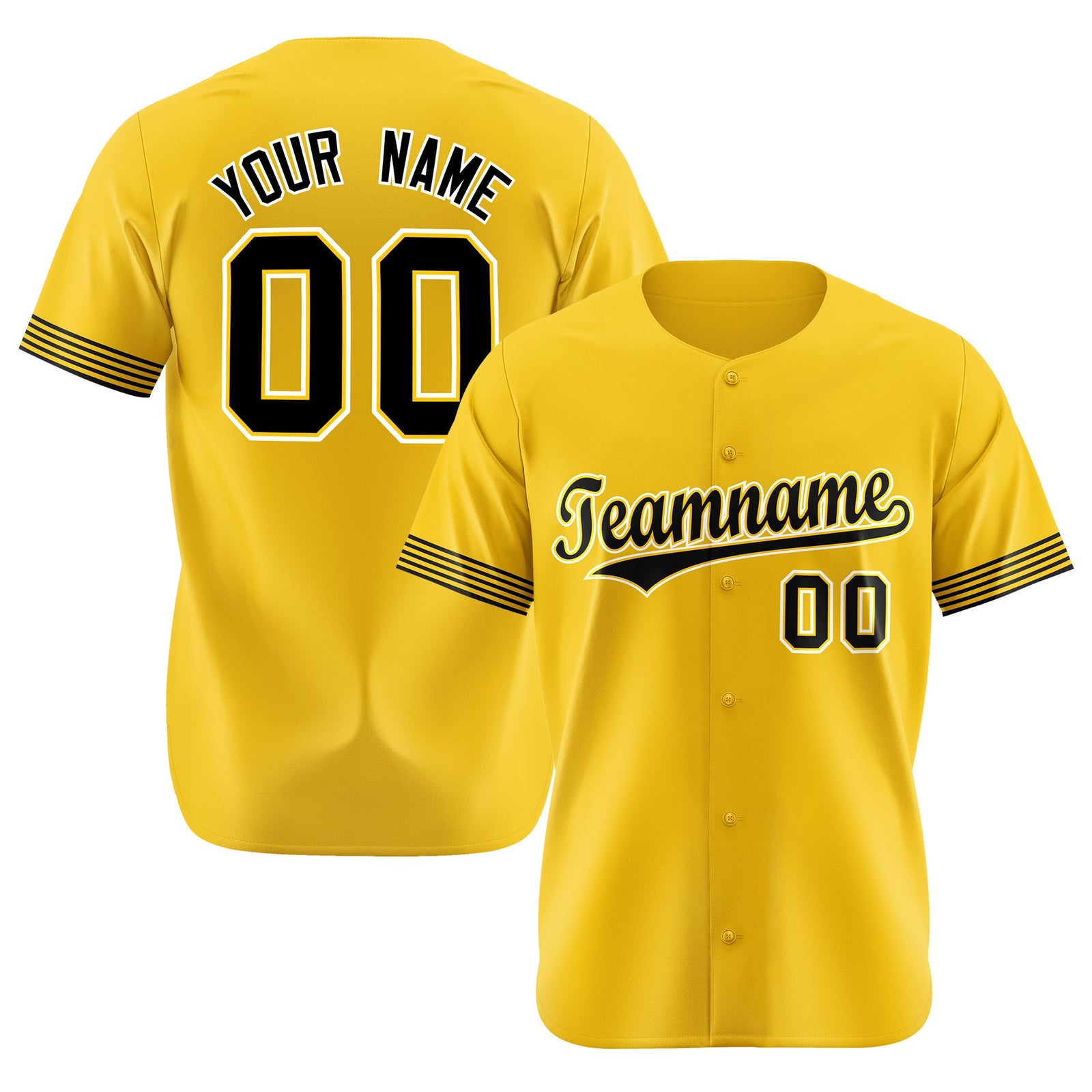 Custom Gold Black-White Classic Style Authentic Baseball Jersey