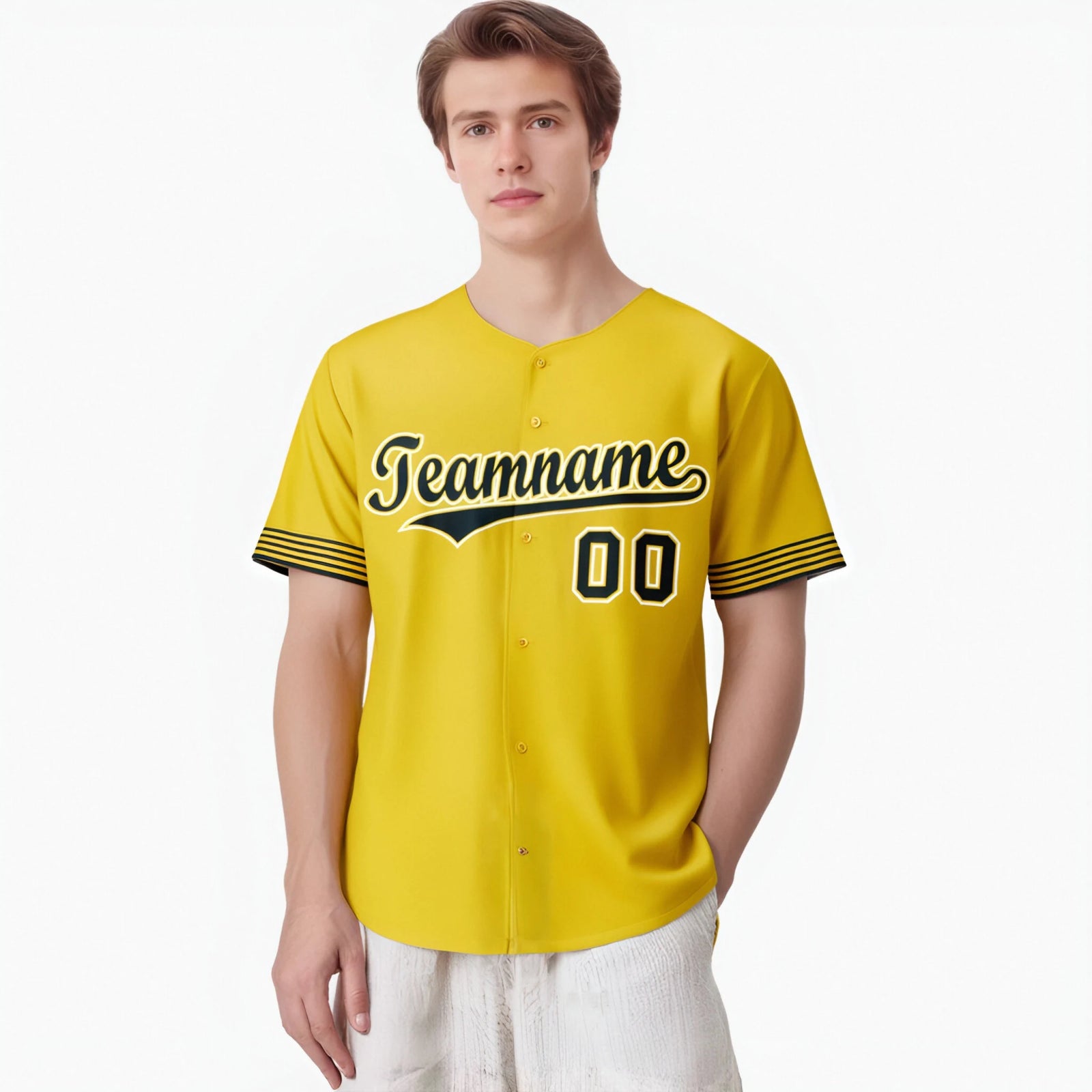 Custom Gold Black-White Classic Style Authentic Baseball Jersey
