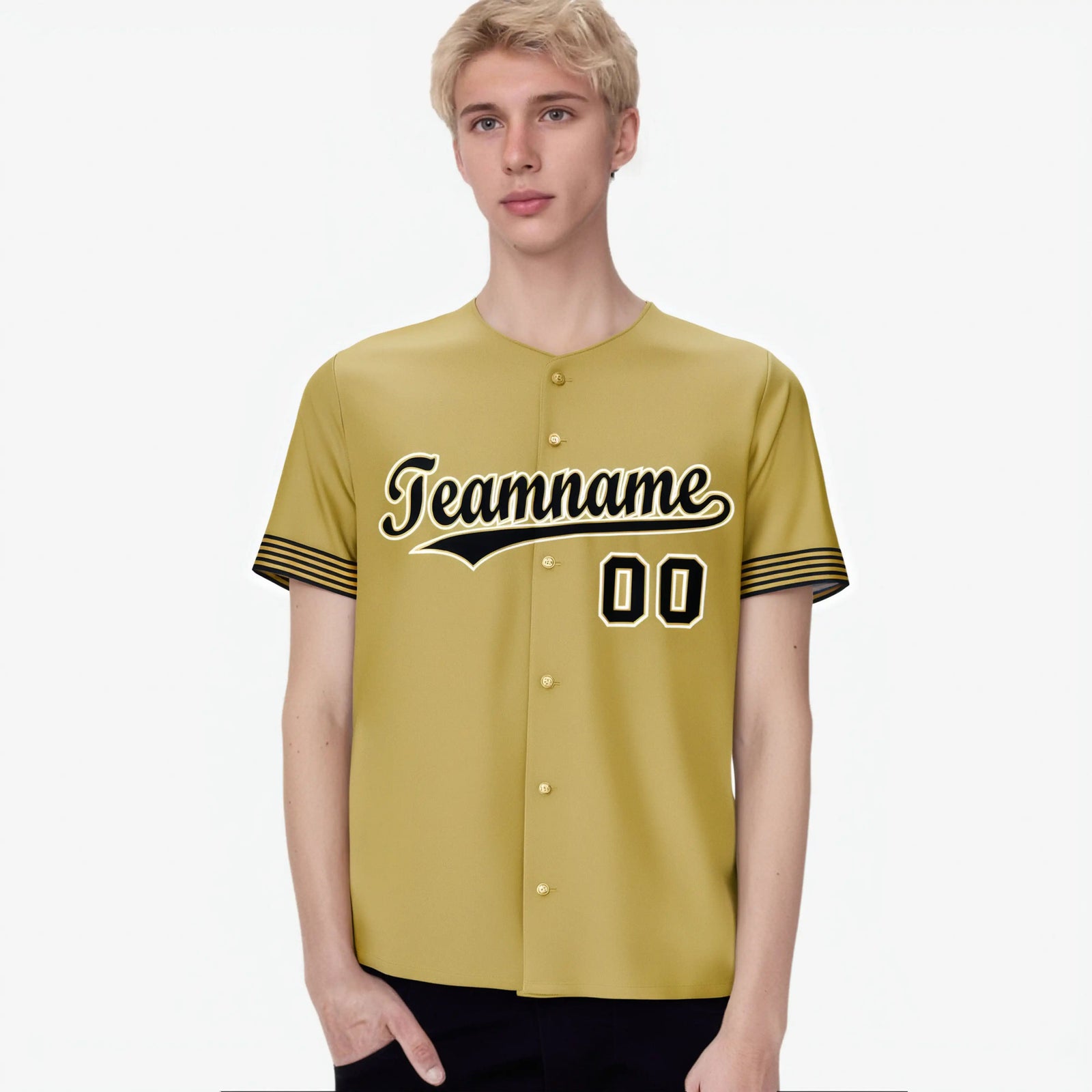 Custom Old Gold Black-White Classic Style Authentic Baseball Jersey
